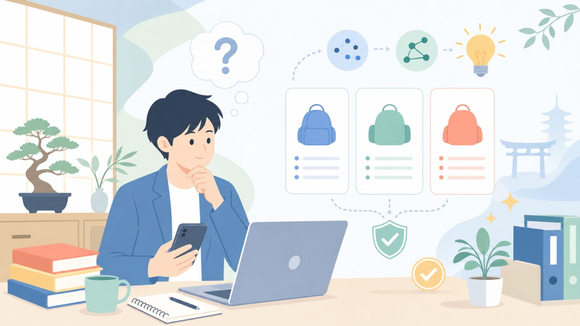 JanSportはどこの国生まれ?発祥とブランドの成り立ちを表すイラスト