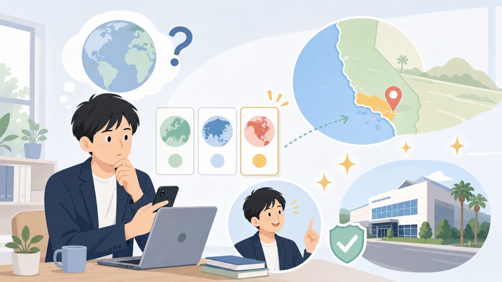Scoscheはどこの国の会社？本社所在地と成り立ちを表すイラスト