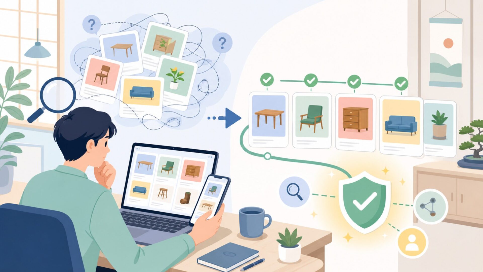WoodRiverが検索結果で錯綜する理由を表すイラスト