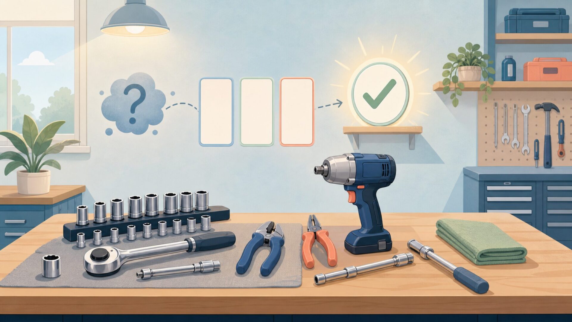 Lang Toolsはアメリカ生まれの自動車整備工具ブランドを表すイラスト