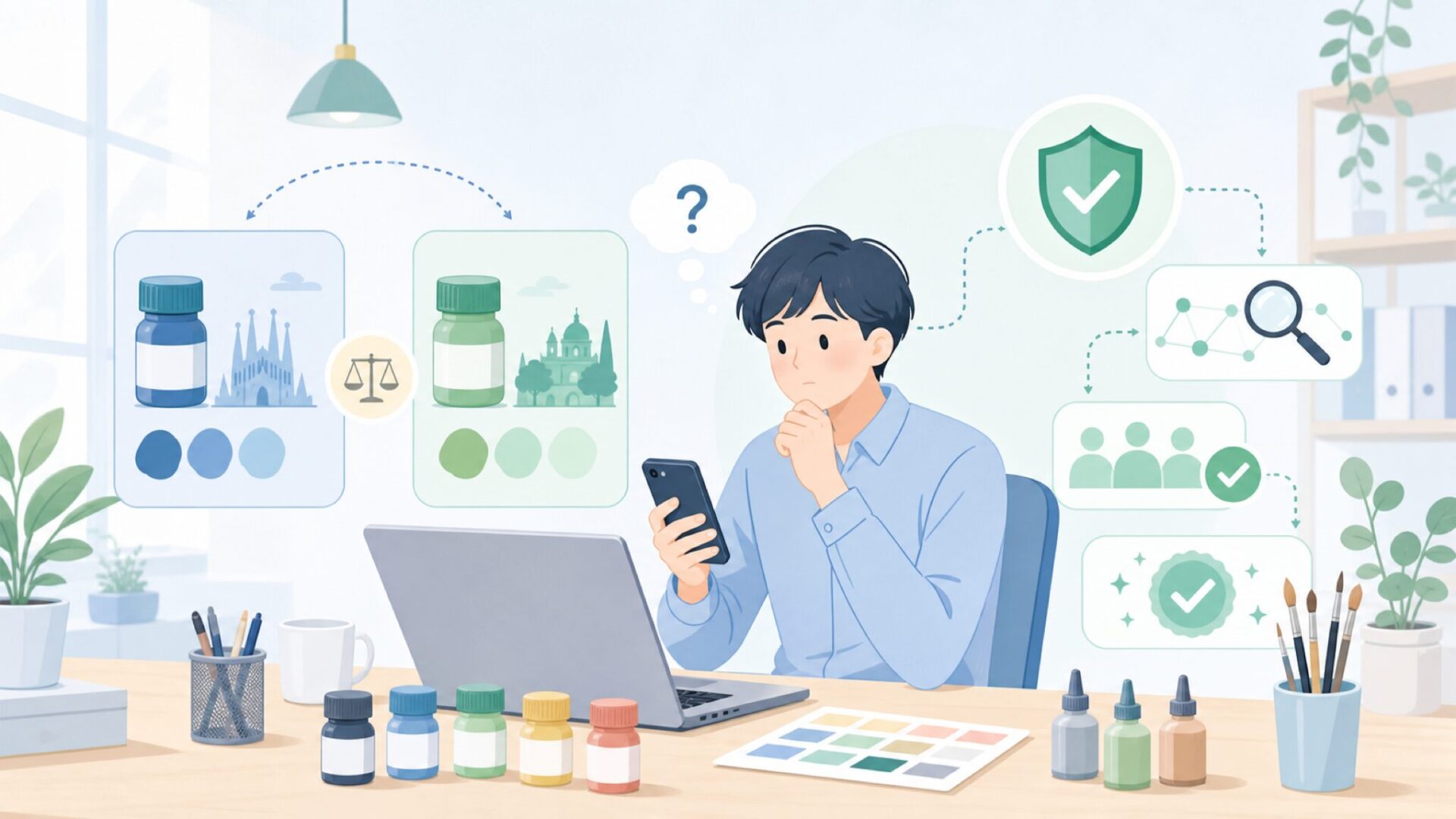 AKインタラクティブはどこの国?スペイン発の模型塗料ブランドを表すイラスト