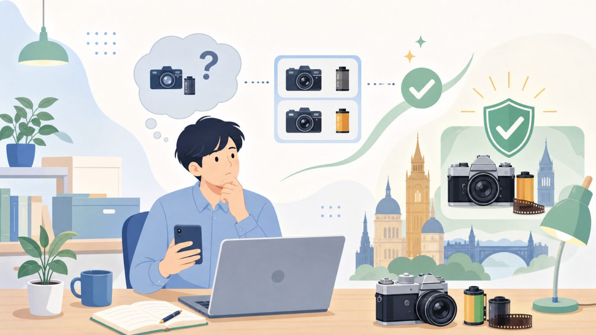 Ilfordはどこの国のブランド?イギリス生まれの老舗ブランドを表すイラスト