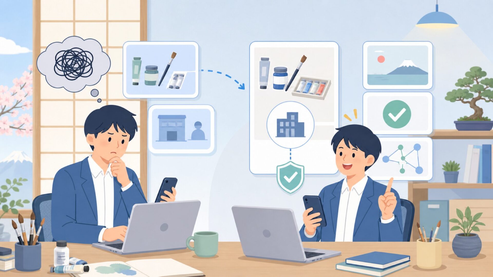 Turnerの画材は日本のブランド?国籍と会社の実体を確認を表すイラスト
