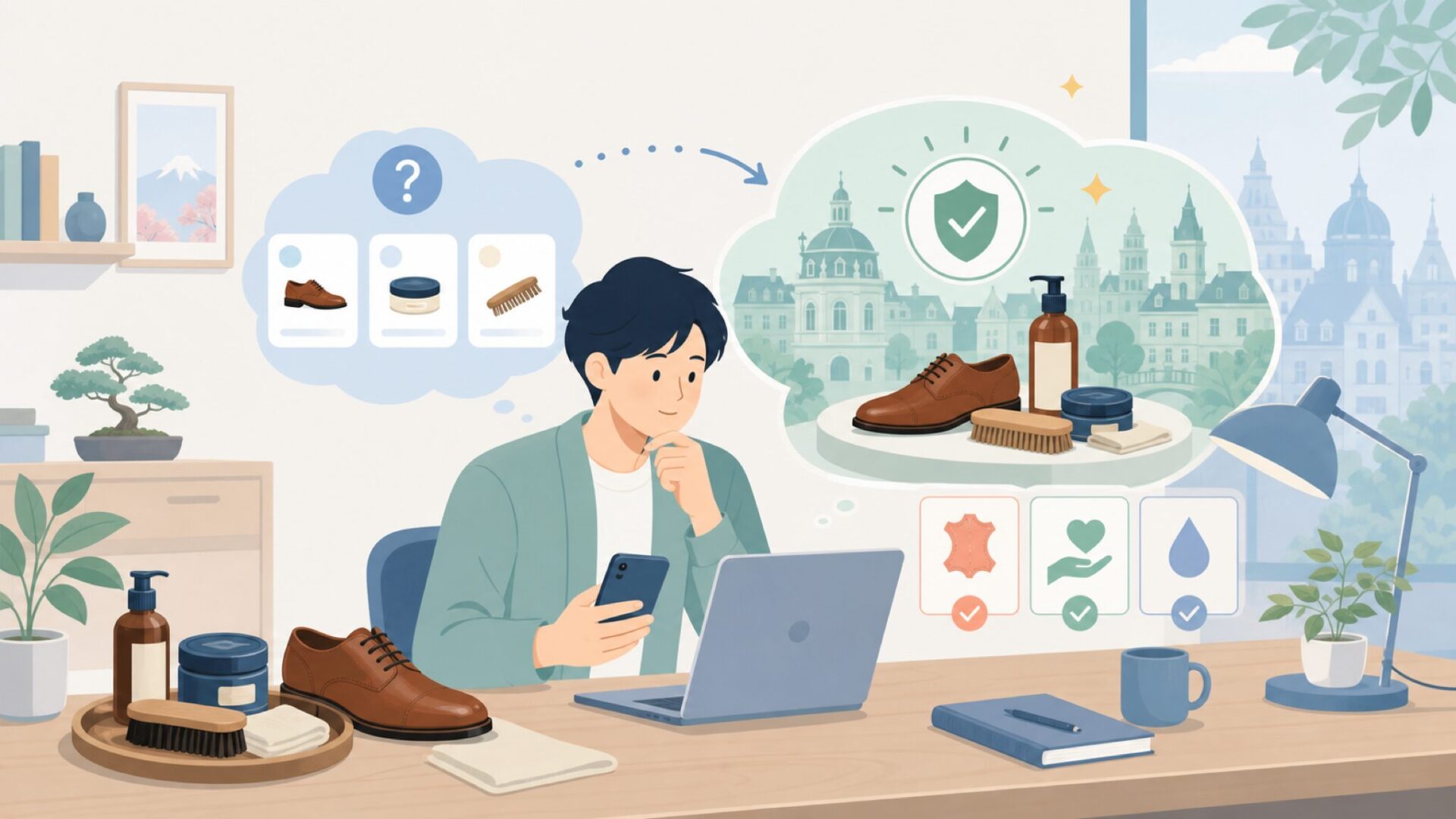 FAMACOはどこの国のブランドか｜フランス発の老舗レザーケアを表すイラスト