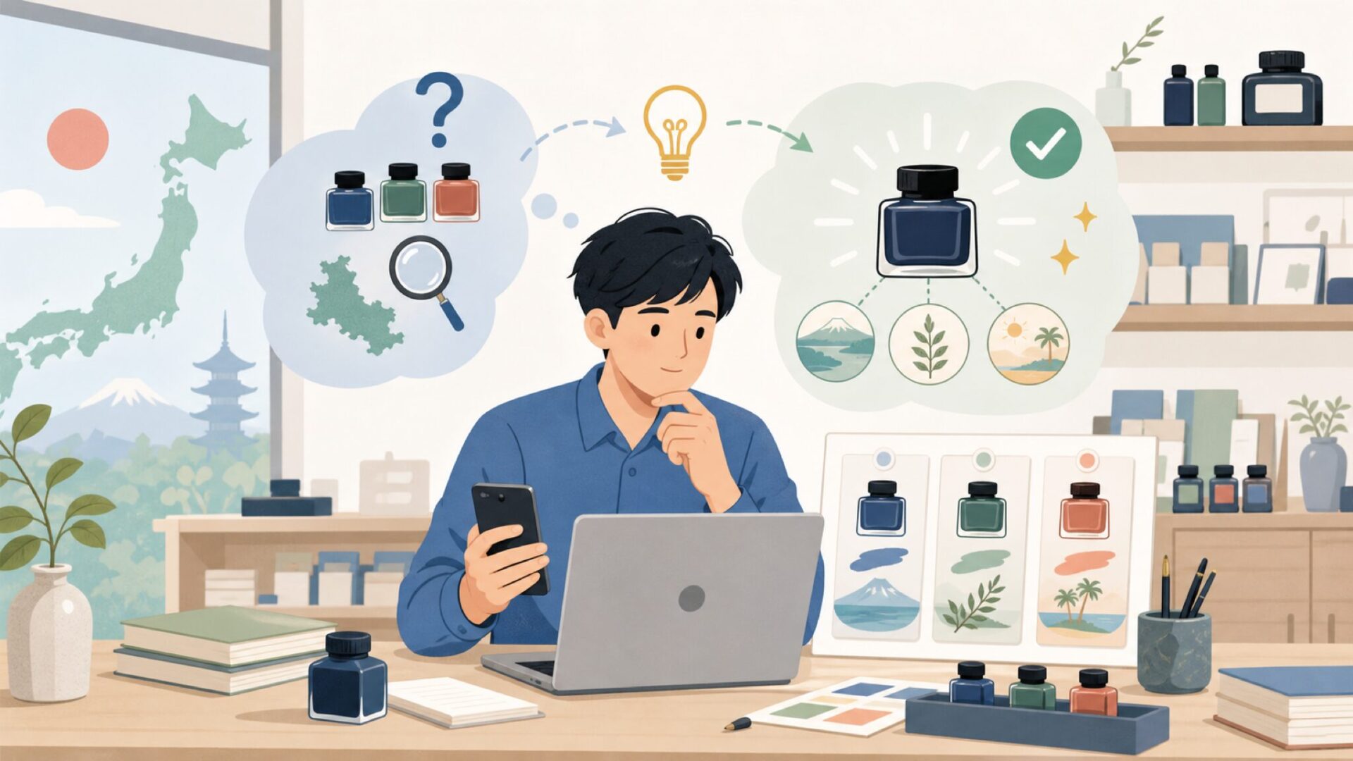 Vinta Inksはどこの国のインクブランド?名前の由来と背景を表すイラスト