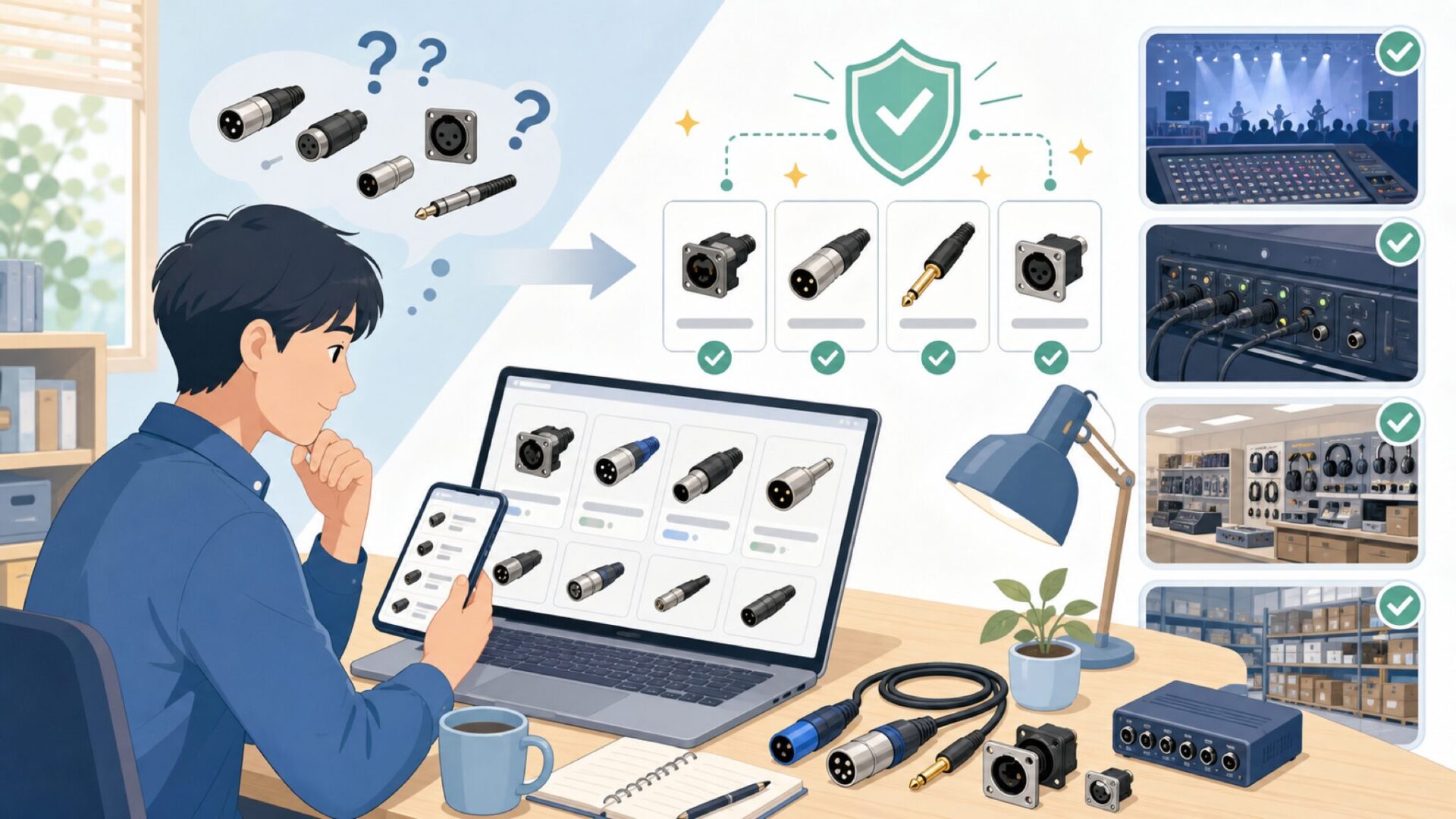 Switchcraftはアメリカ生まれの老舗コネクターブランドを表すイラスト