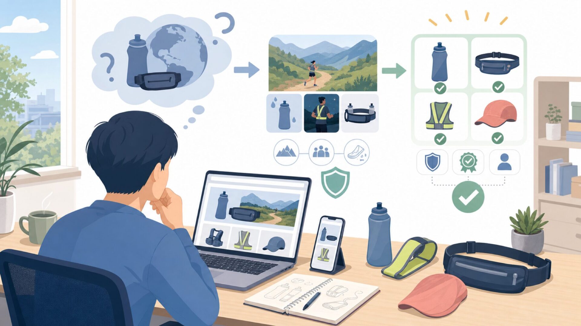 NATHANはどこの国のランニング用品ブランドなのかを表すイラスト