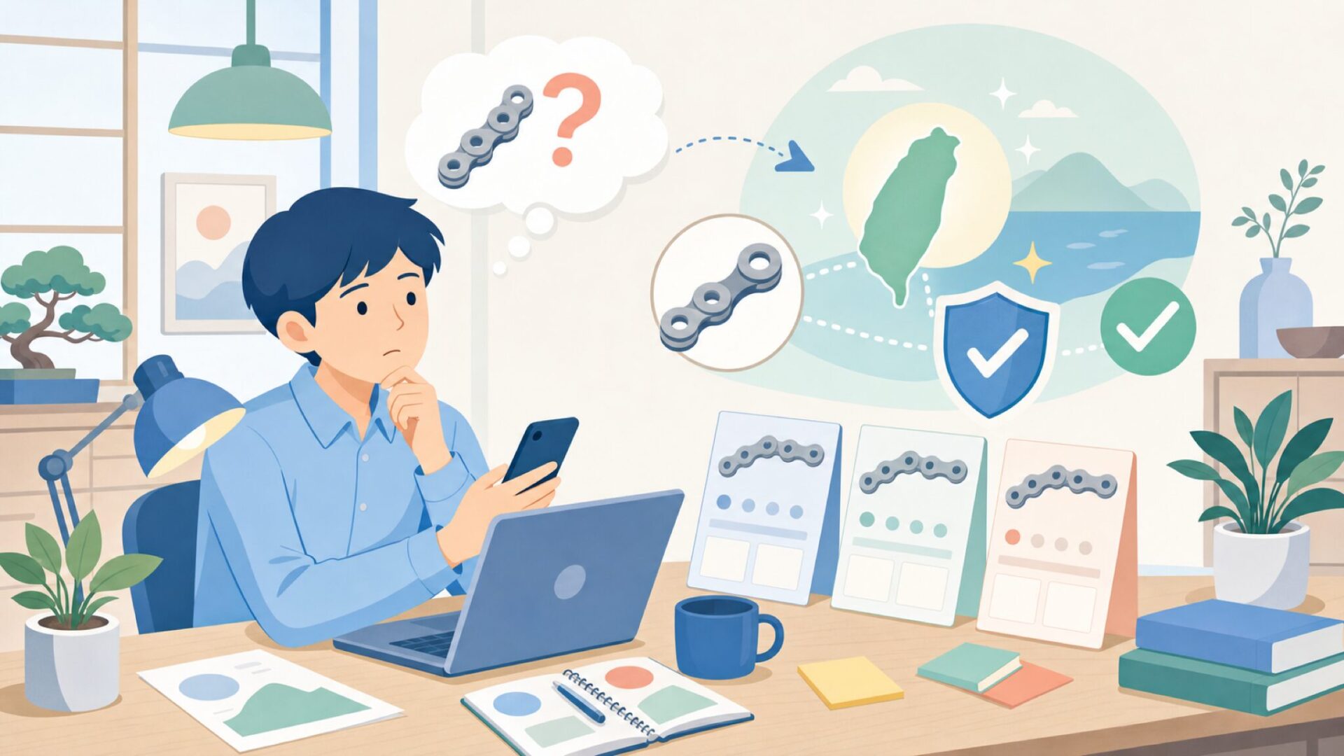 KMCチェーンはどこの国のメーカーなのかを表すイラスト