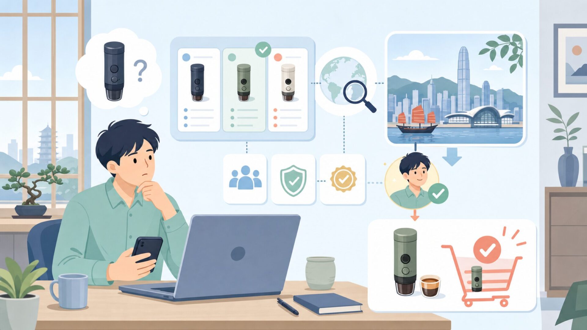 WACACOエスプレッソメーカーはどこの国のブランドなのかを表すイラスト