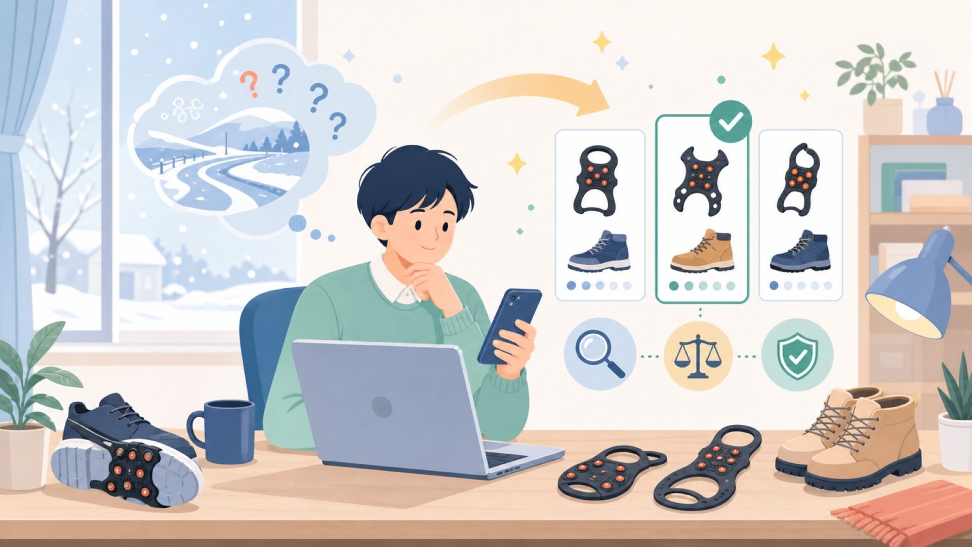 Yaktraxはどこの国のブランド?海外輸入品でも安心して選べる理由を表すイラスト