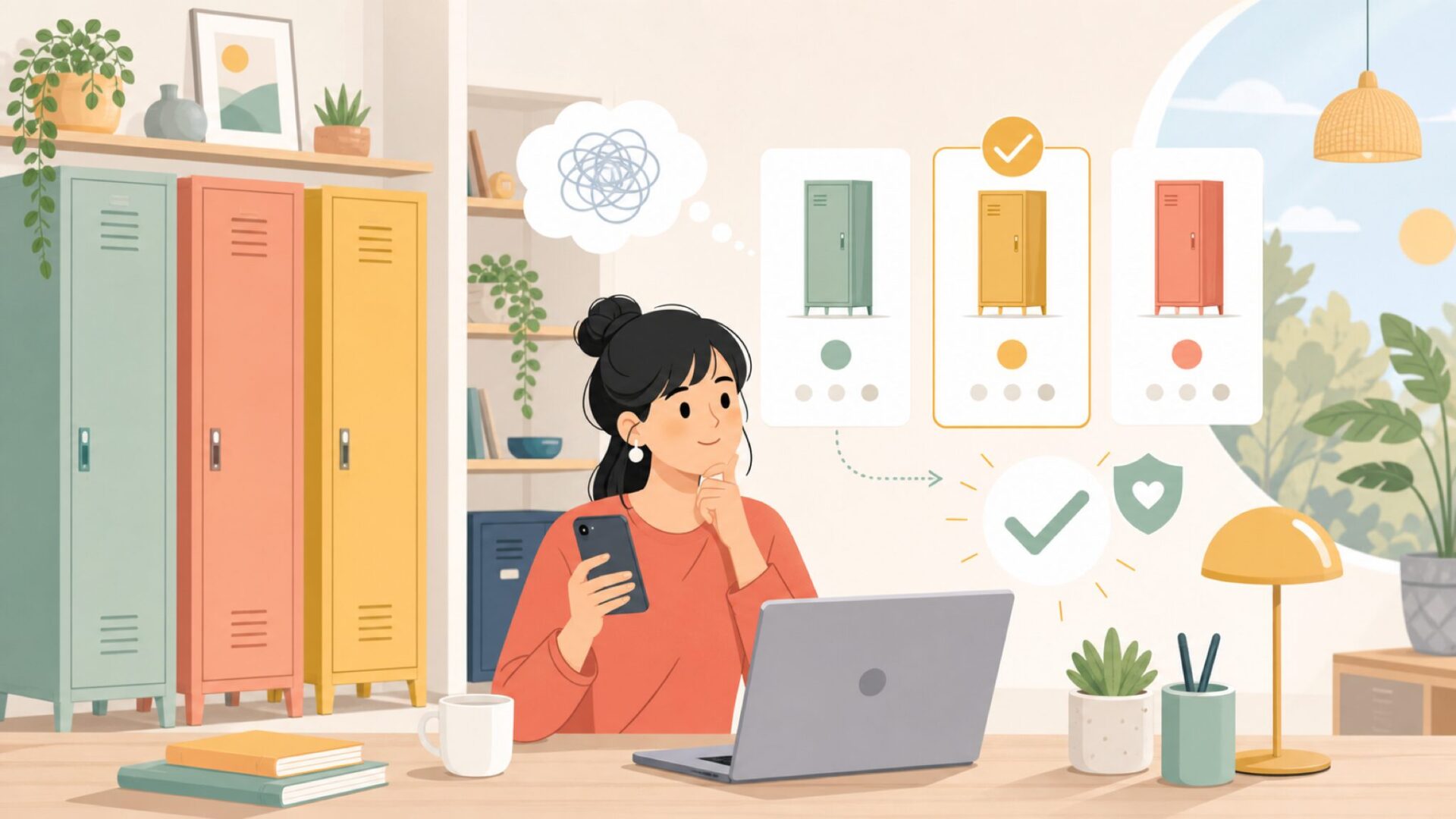 Mustard Madeはオーストラリア生まれのスチールロッカーブランドを表すイラスト