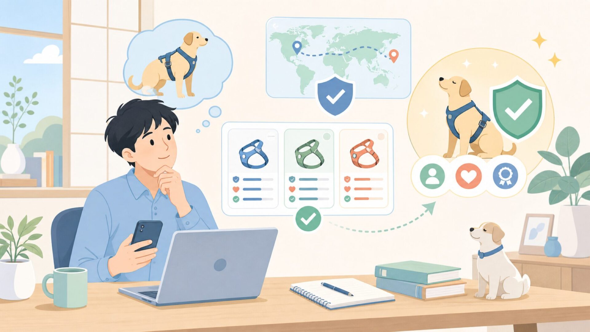 Kurgoはどこの国のブランド？犬用ハーネスに込められた開発背景を表すイラスト