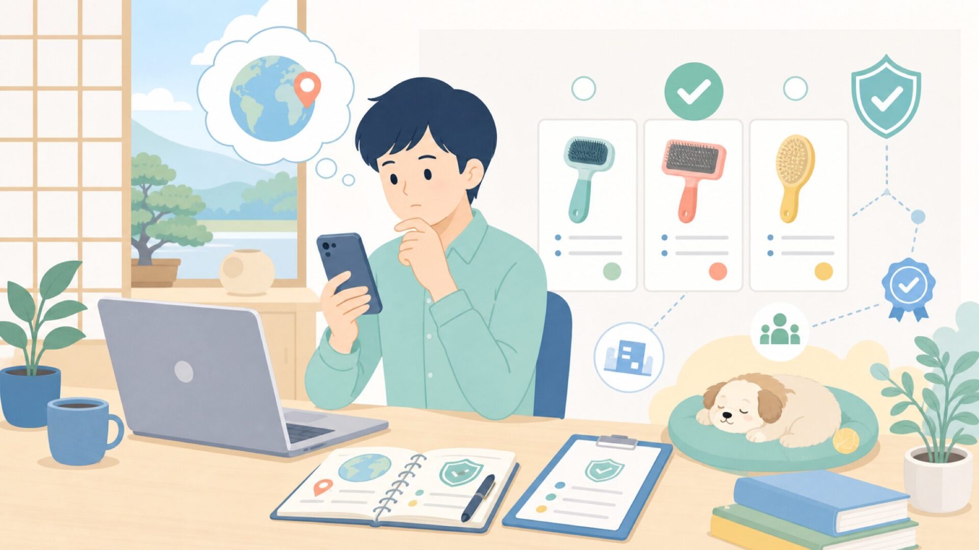 FURminatorはどこの国のペットブラシ?ブランドの基本情報を表すイラスト