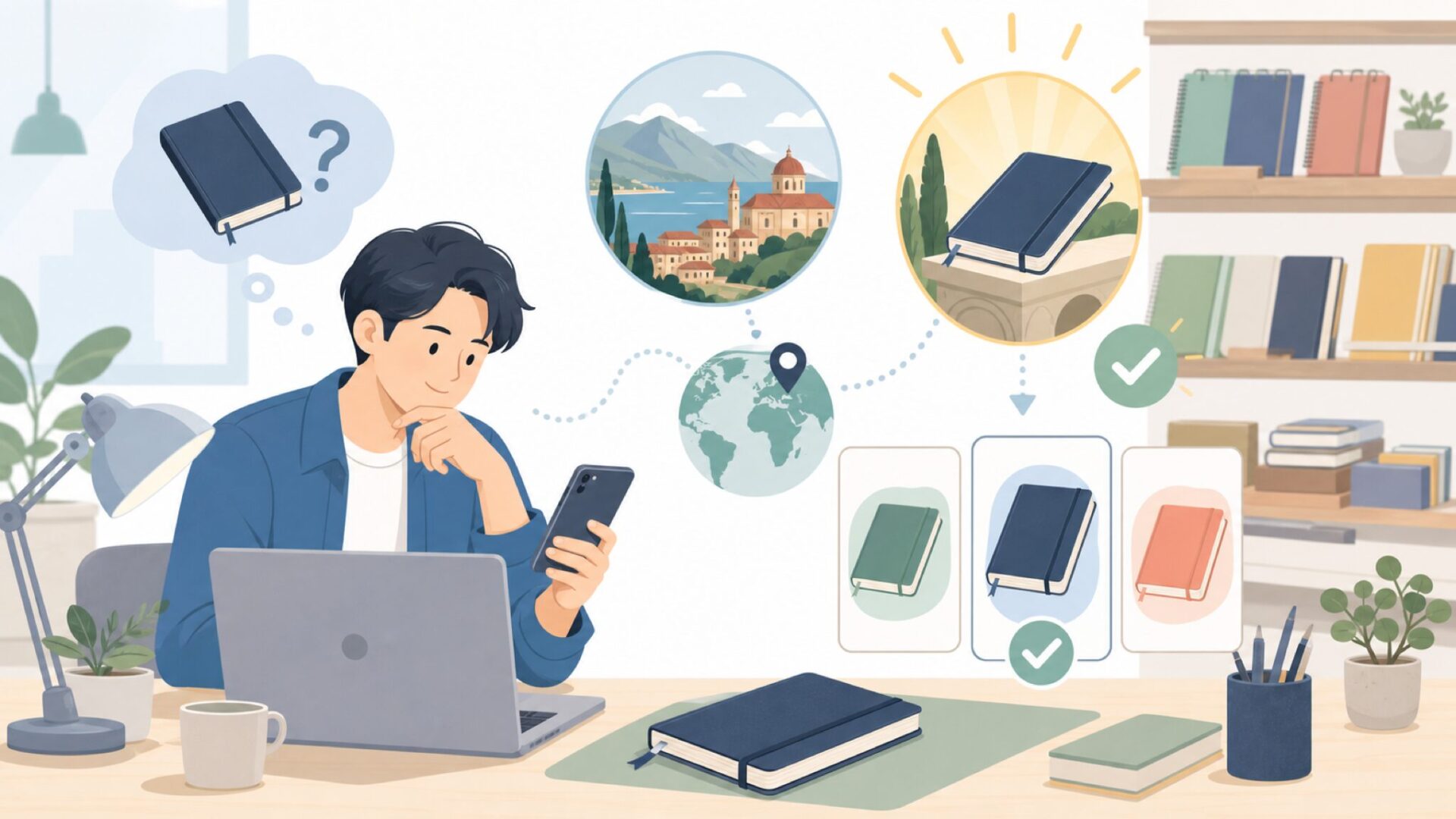 モレスキンはどこの国のブランド？結論と誕生の物語を表すイラスト
