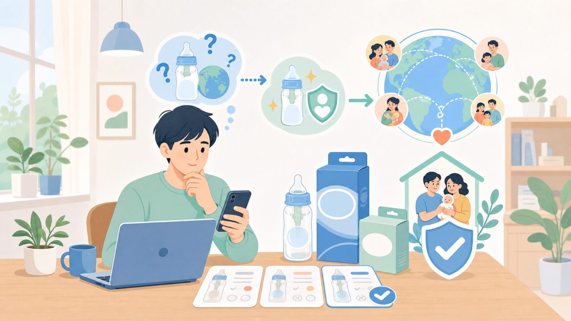 Dr. Brown's哺乳瓶はどこの国のブランド?生まれた背景と定番になった理由を表すイラスト