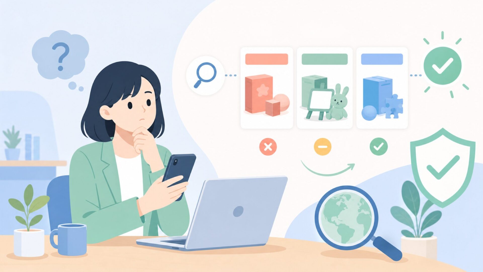 Mideerはどこの国のブランドか、まず確認しようを表すイラスト