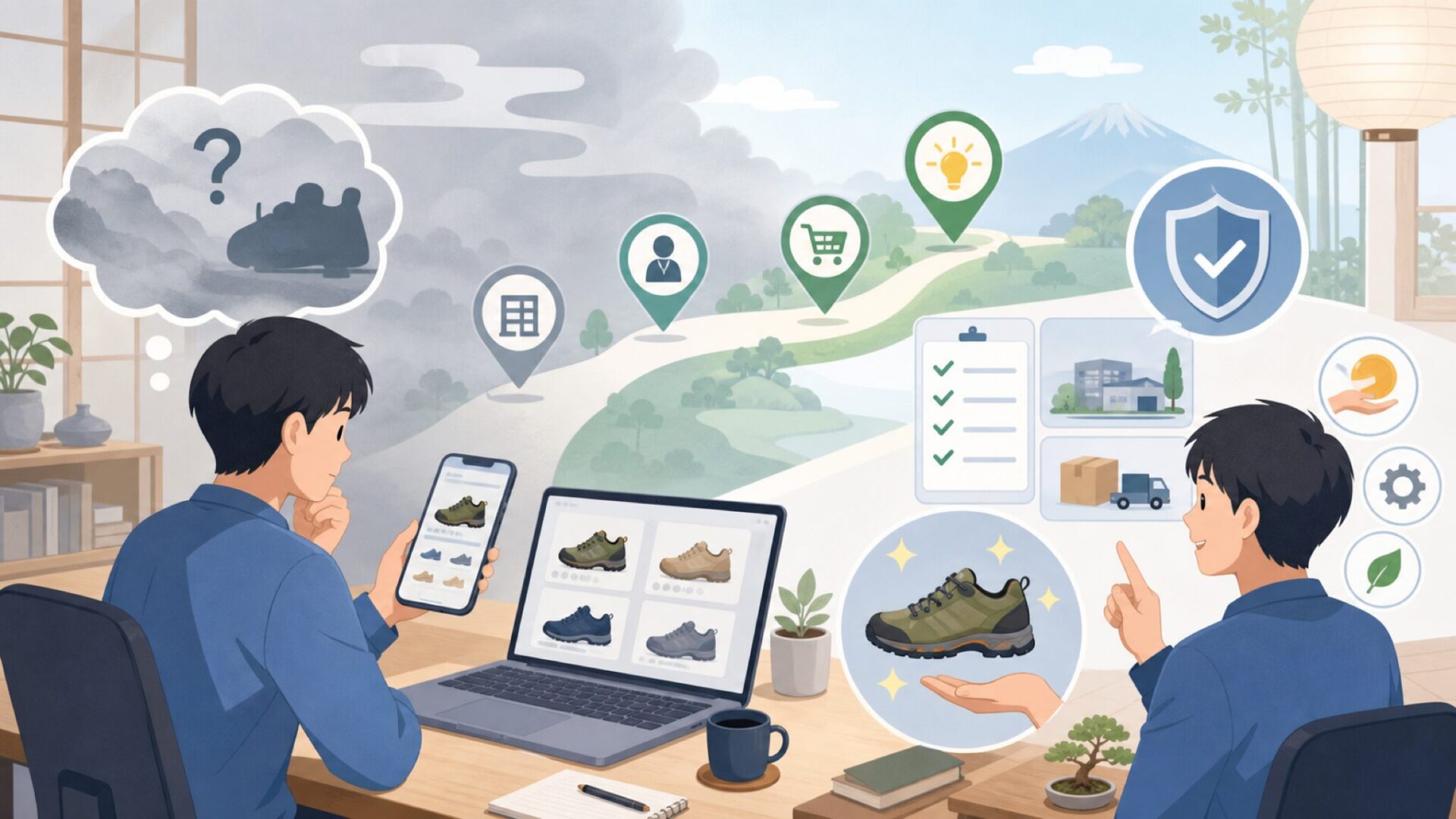 NORTIV8はどこの国のブランド?運営会社と販売元、価格が安い理由を表すイラスト