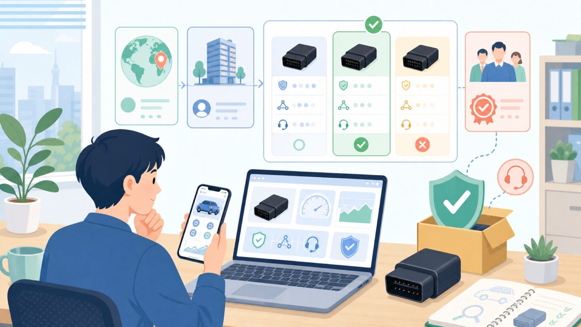 OBDLinkはどこの国のブランド？運営元と信頼性を確認するを表すイラスト
