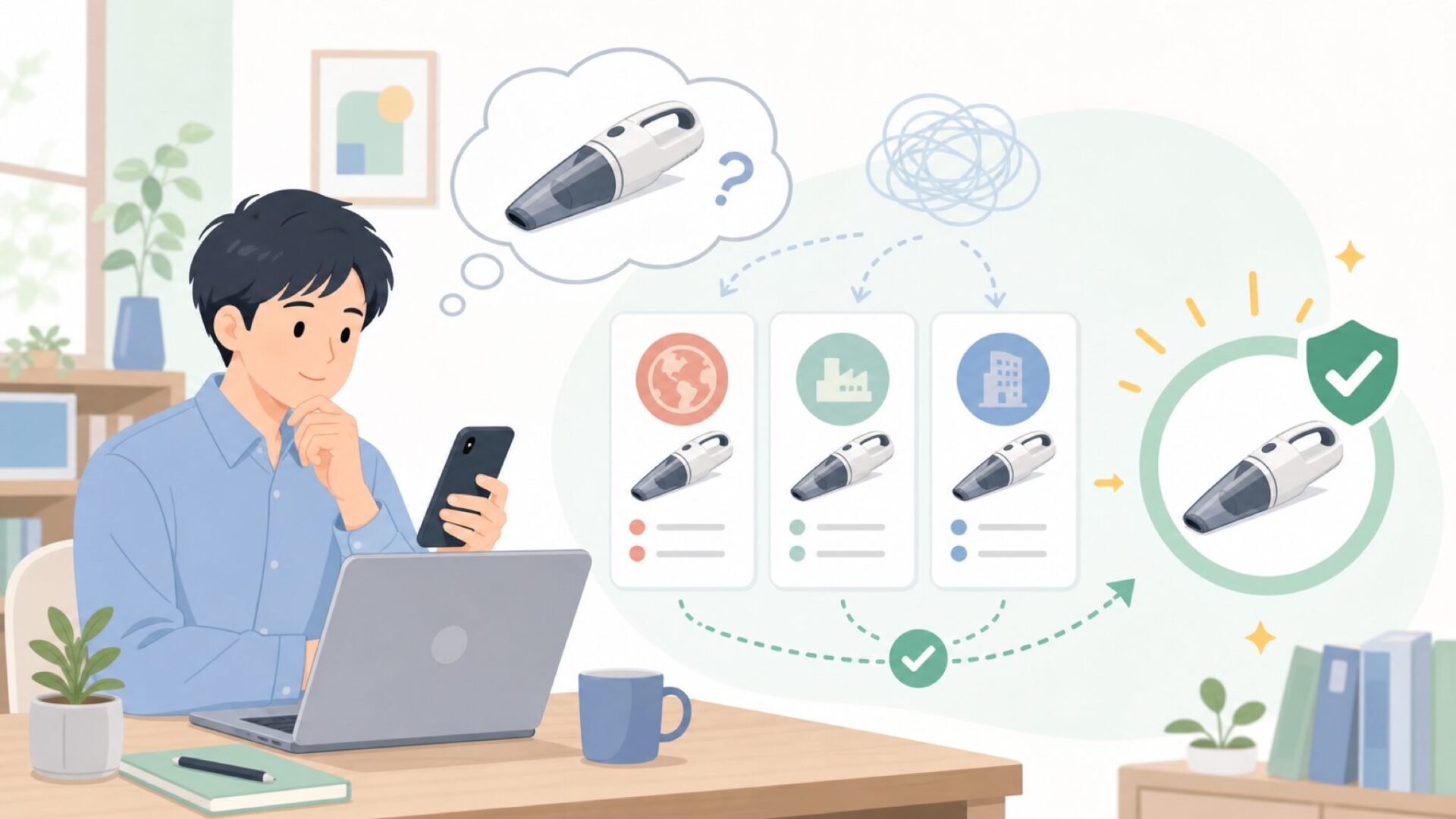 VacLifeハンディクリーナーはどこの国のブランド？を表すイラスト