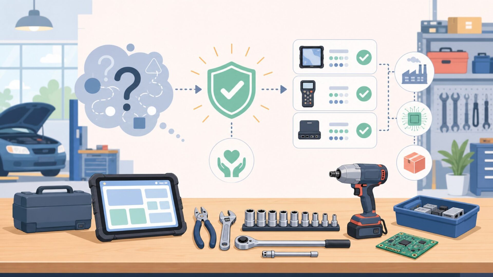 XTOOL診断機は結局どこの国のブランドなのかを表すイラスト