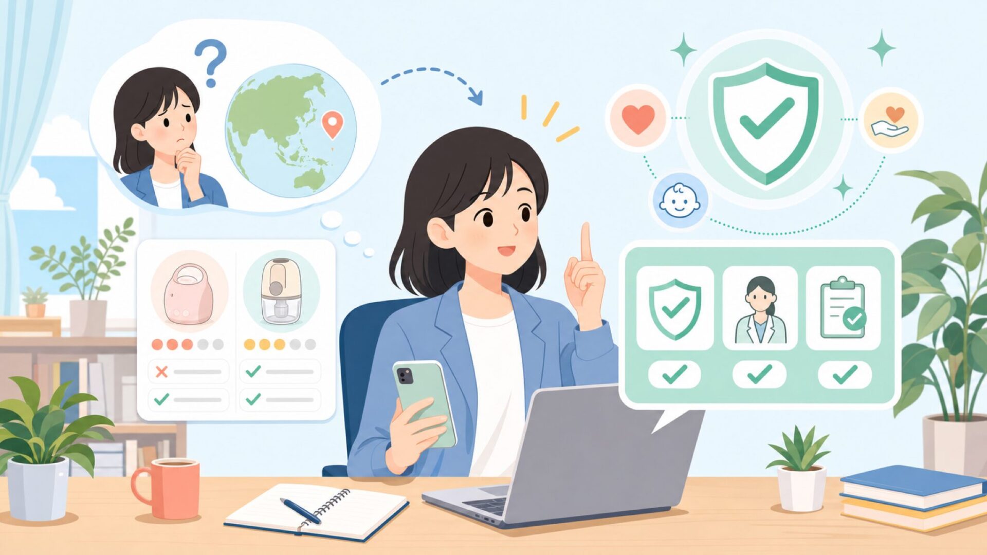 Momcozyはどこの国のブランドなのか？安心して使える理由を表すイラスト