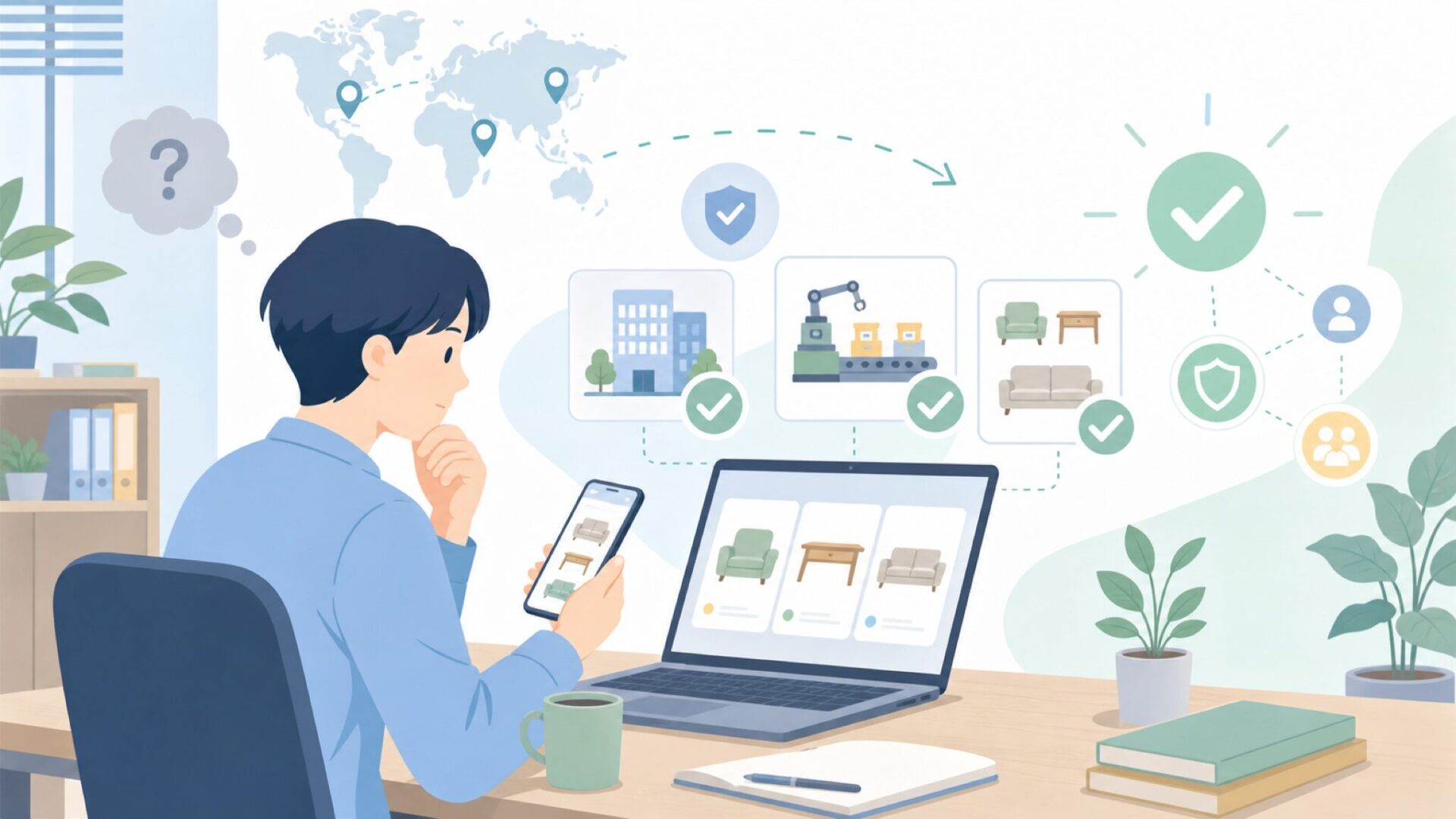 Bestierはどこの国の家具ブランド？会社概要と取扱商品を確認を表すイラスト