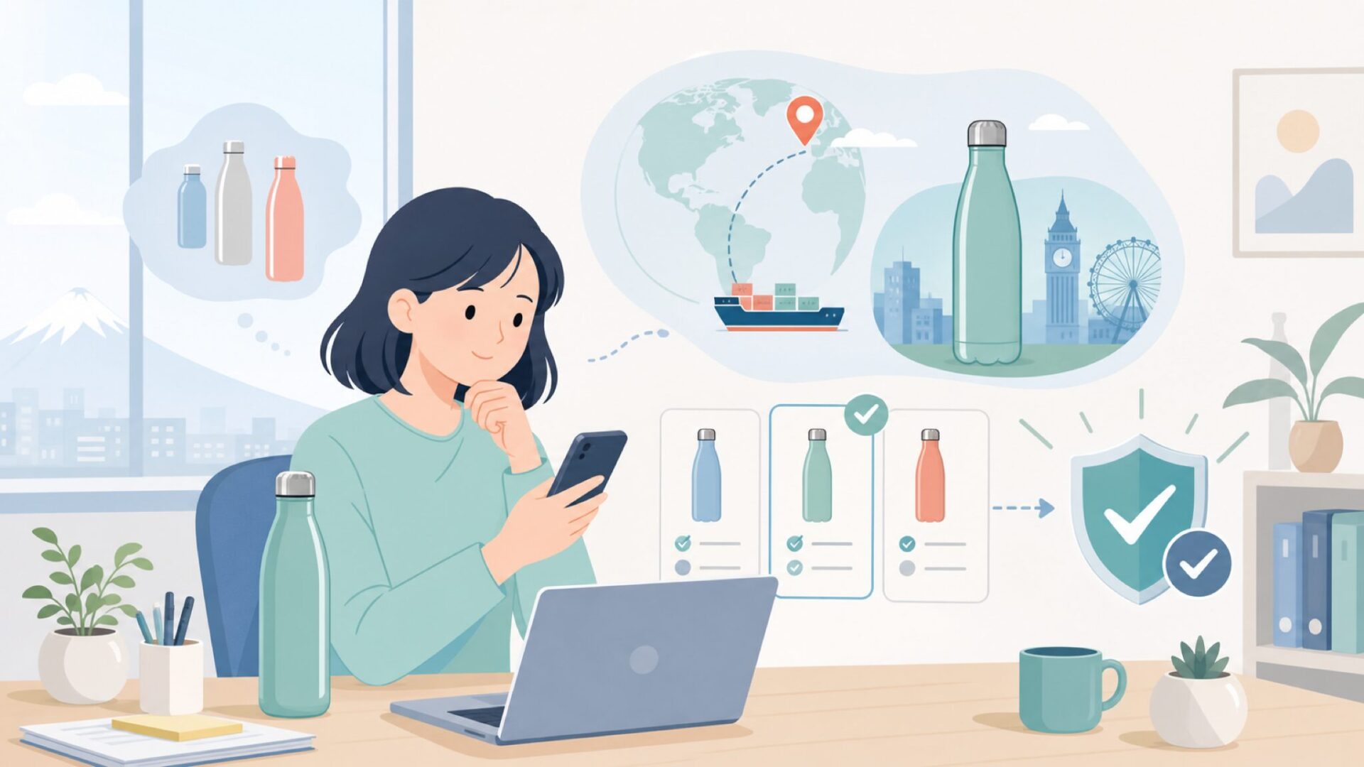 Chilly'sはイギリス生まれのボトルブランドを表すイラスト