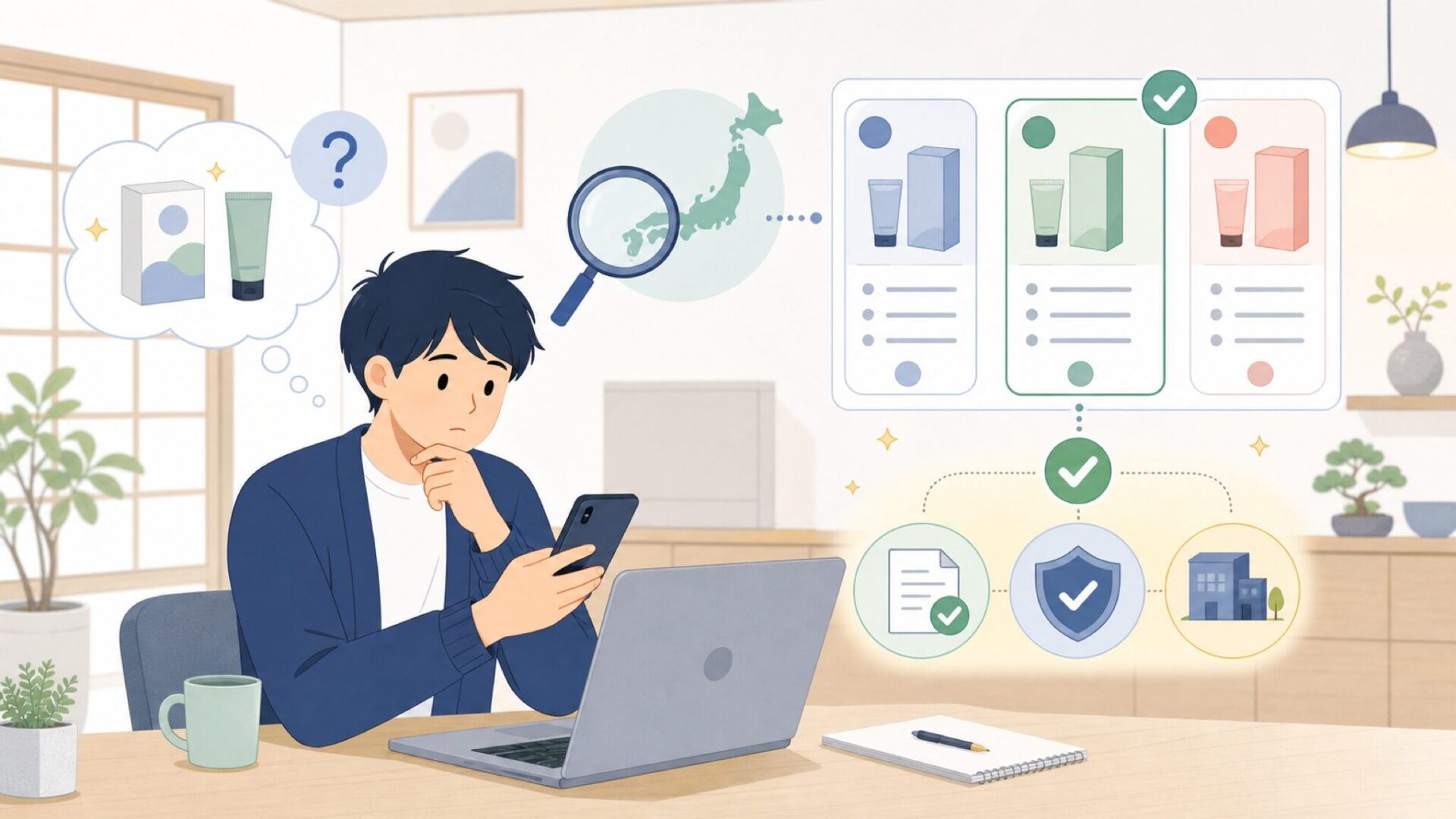 MANSPOTはどこの国のブランド？運営企業からわかることを表すイラスト