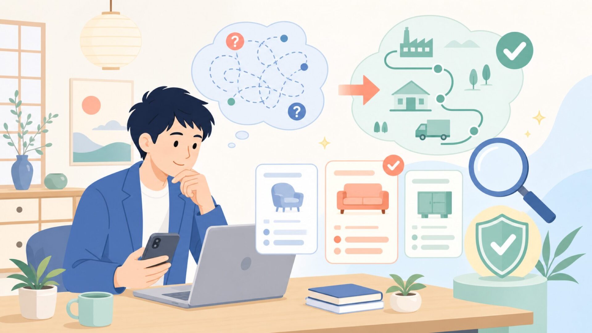 YITAHOMEはどこの国のブランド？運営の仕組みを確認を表すイラスト
