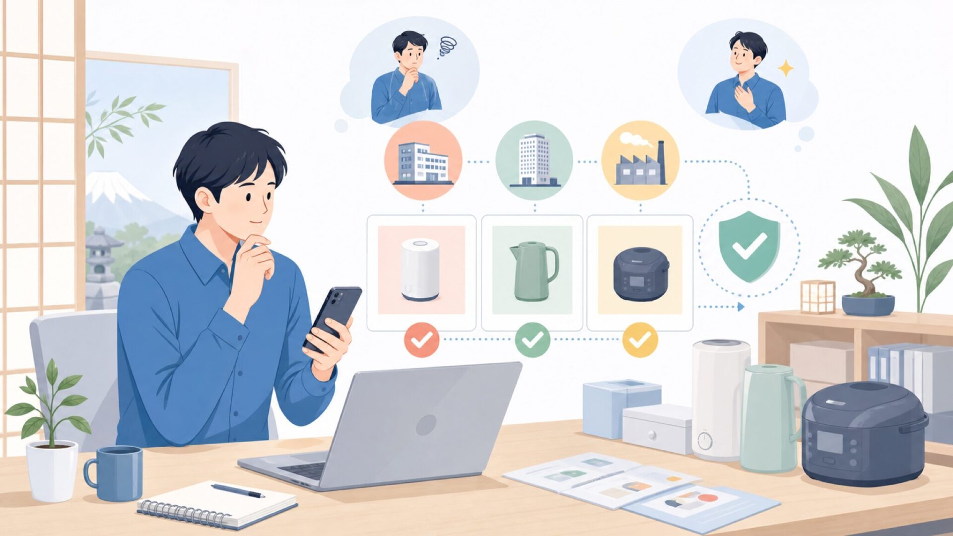 simplusはどこの国のメーカー?運営会社と生産国を確認を表すイラスト