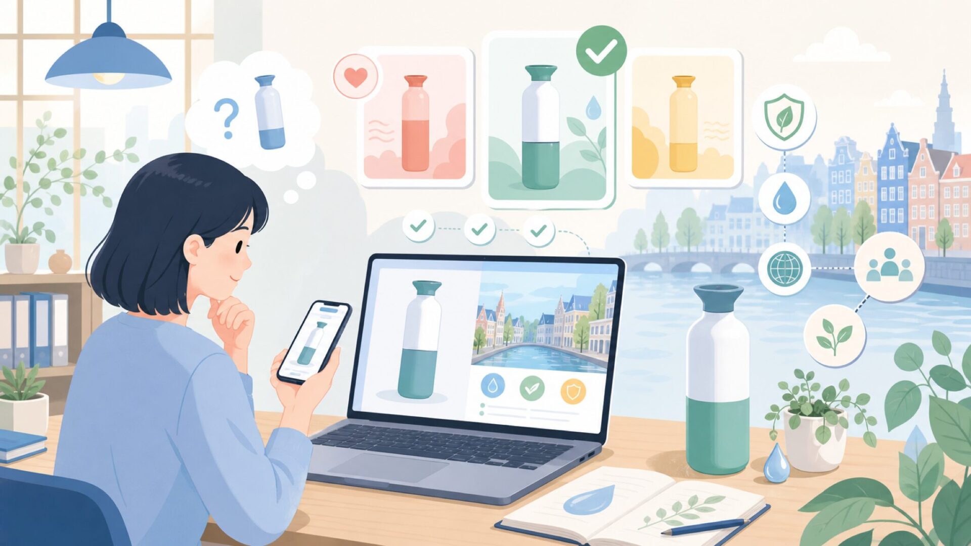 Dopperはオランダ生まれのエコ水筒ブランドですを表すイラスト