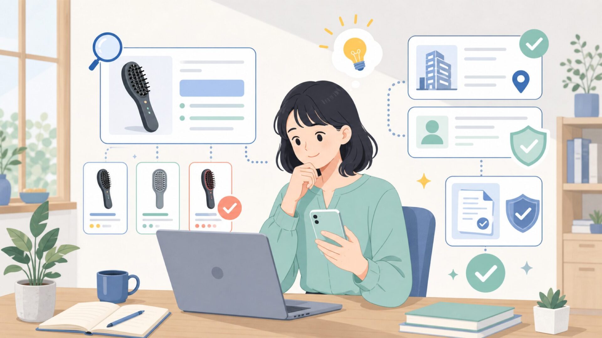 WAVEWAVE EMSヘアブラシはどこの国のブランド？運営会社と拠点を確認を表すイラスト