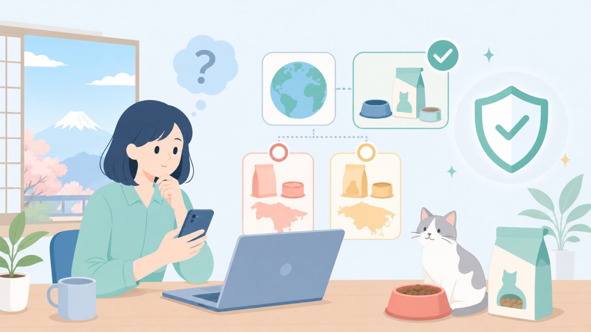 PAPIFEEDはどこの国のブランド？公式情報からわかることを表すイラスト