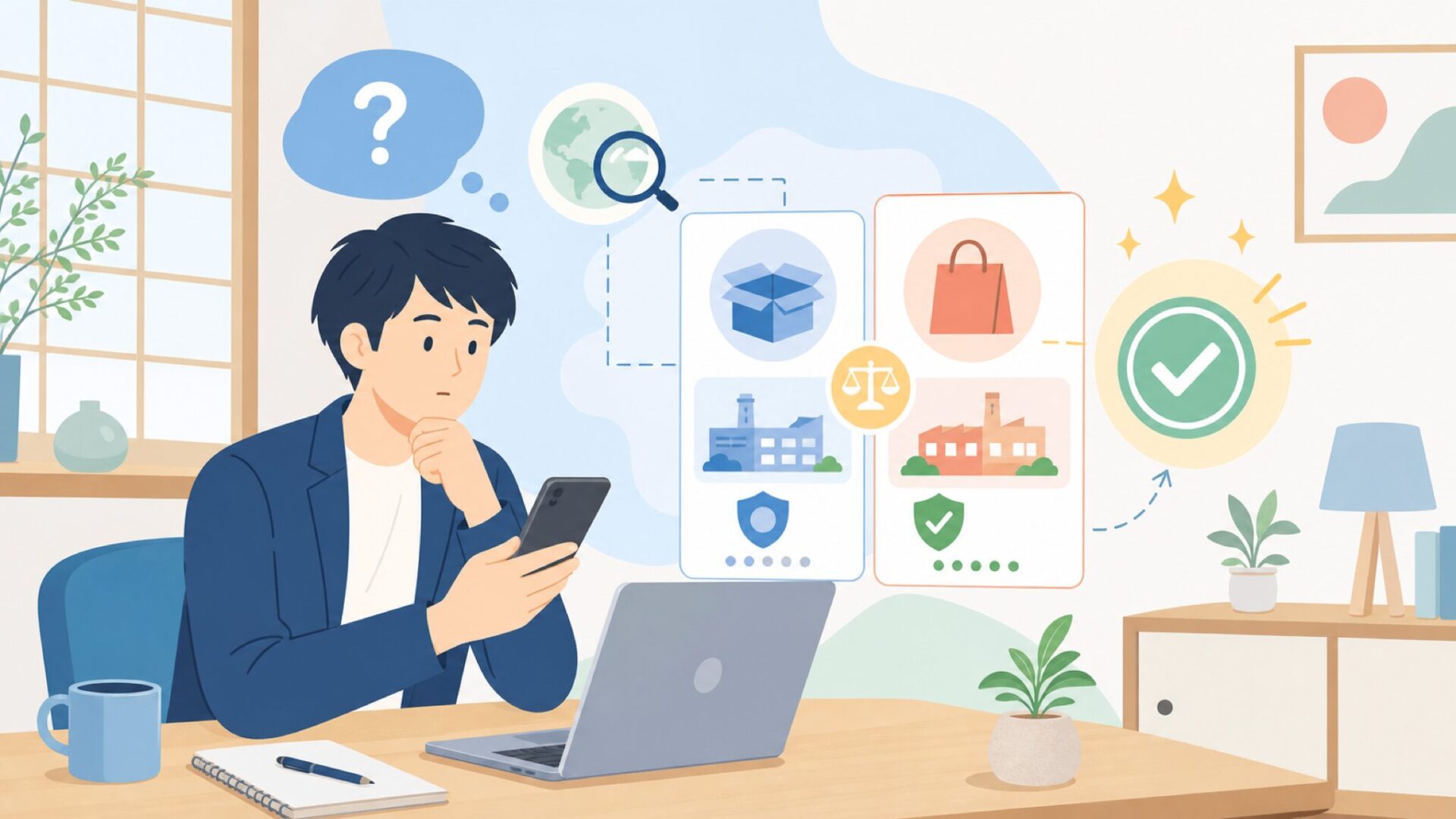 Ninkearはどこの国のメーカー？運営実態を確認するを表すイラスト
