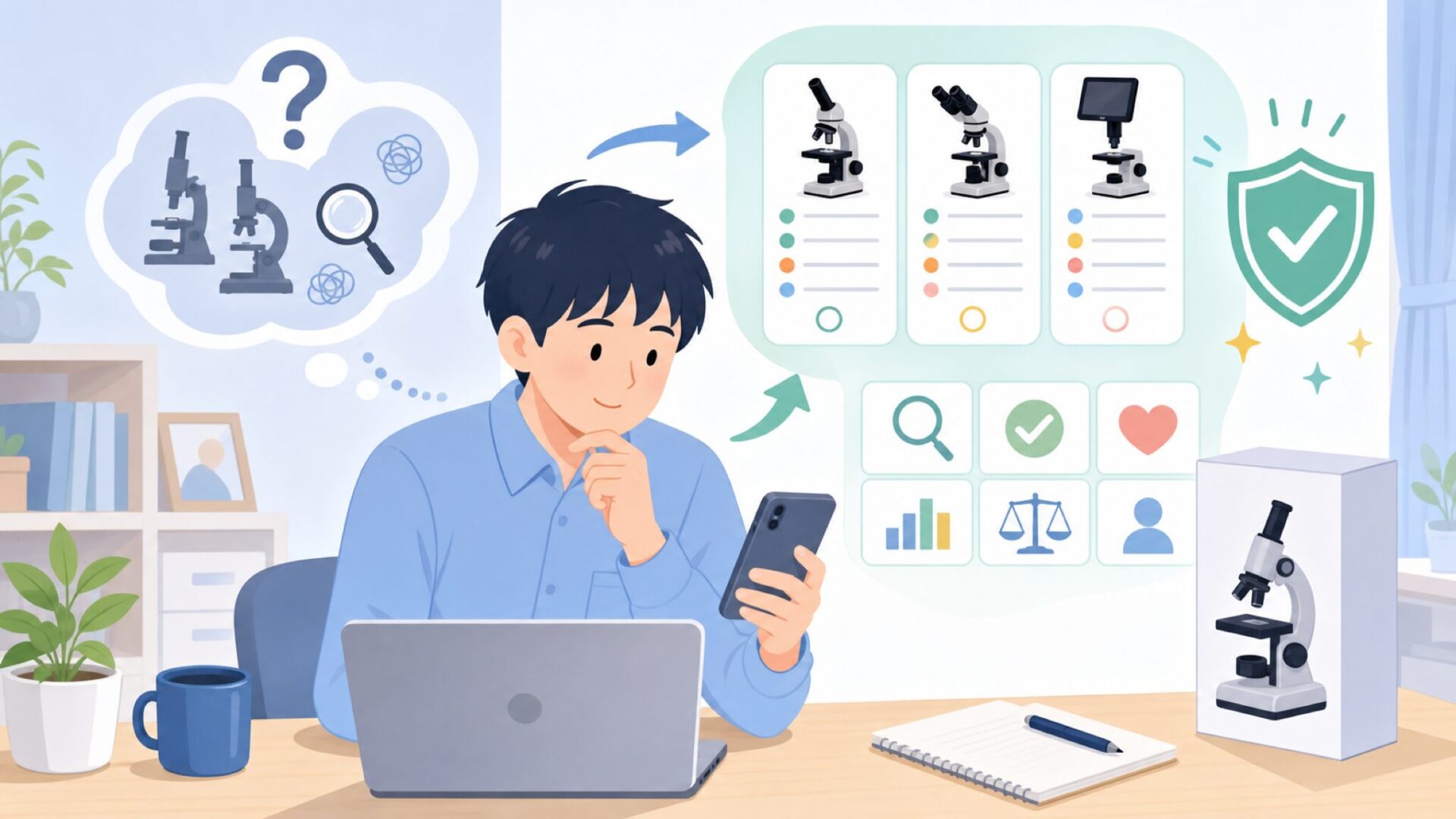 Aopickはどんな顕微鏡ブランド?購入前に知っておきたい基本を表すイラスト