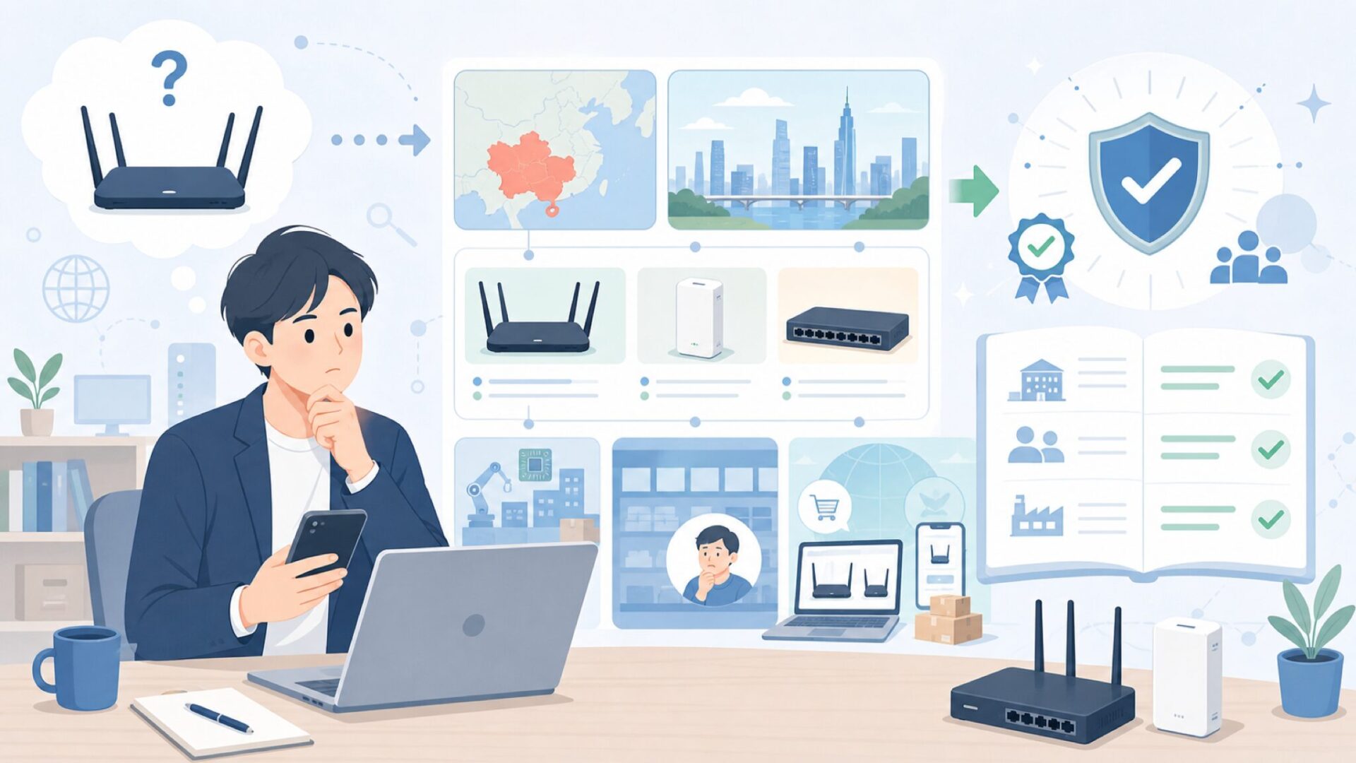 Cudyルーターはどこの国のメーカー？会社概要をチェックを表すイラスト