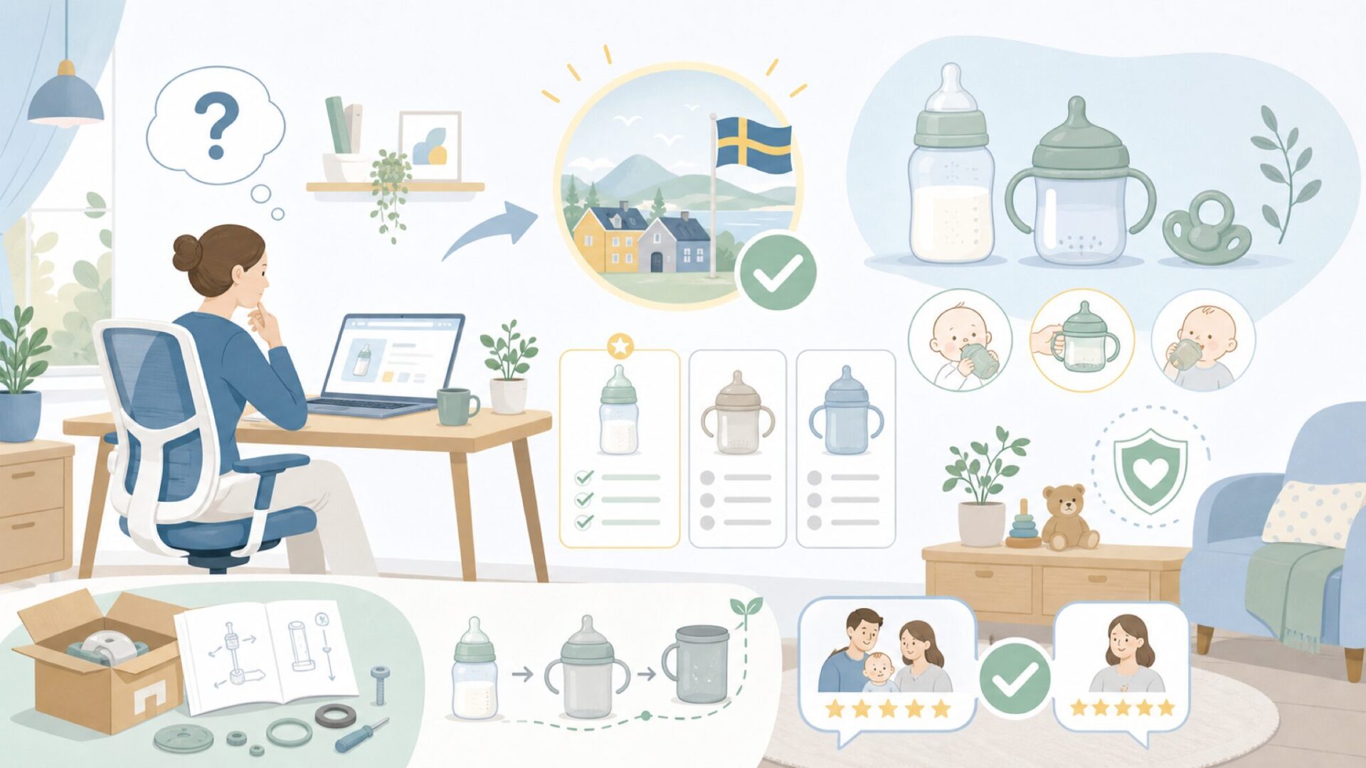 Herobilityはスウェーデン生まれのベビー用品ブランドを表すイラスト
