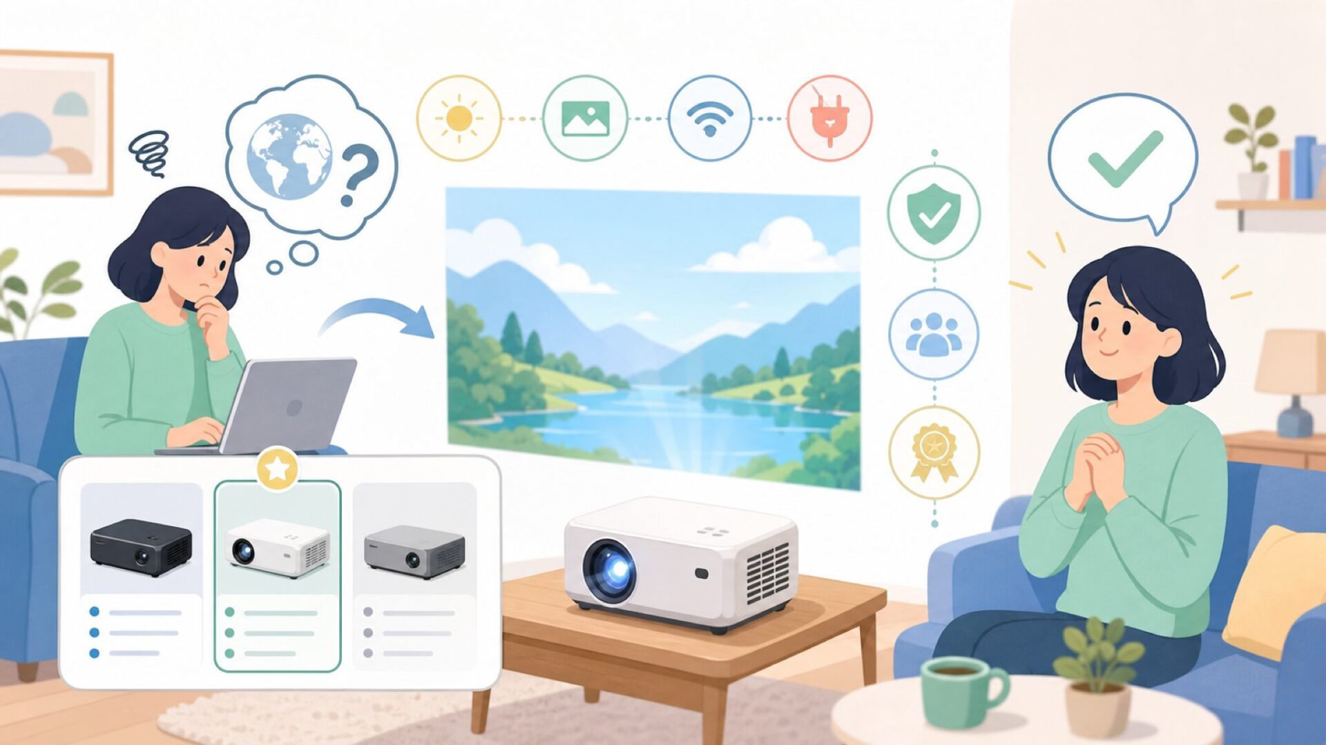 AuKingプロジェクターはどこの国のブランドなのかを表すイラスト