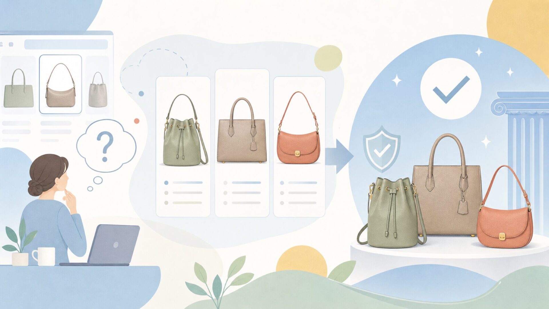 Lubardyのバッグがどこの国のブランドか気になる理由を表すイラスト