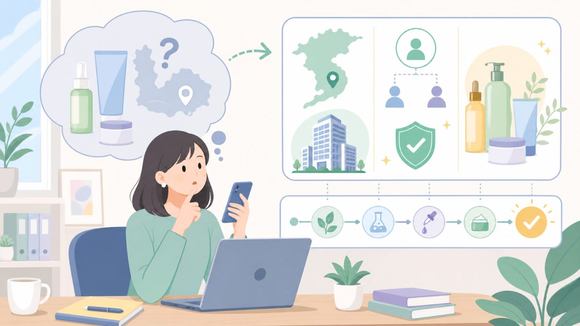 iUNIKはどこの国のコスメブランド？運営会社と成り立ちを表すイラスト