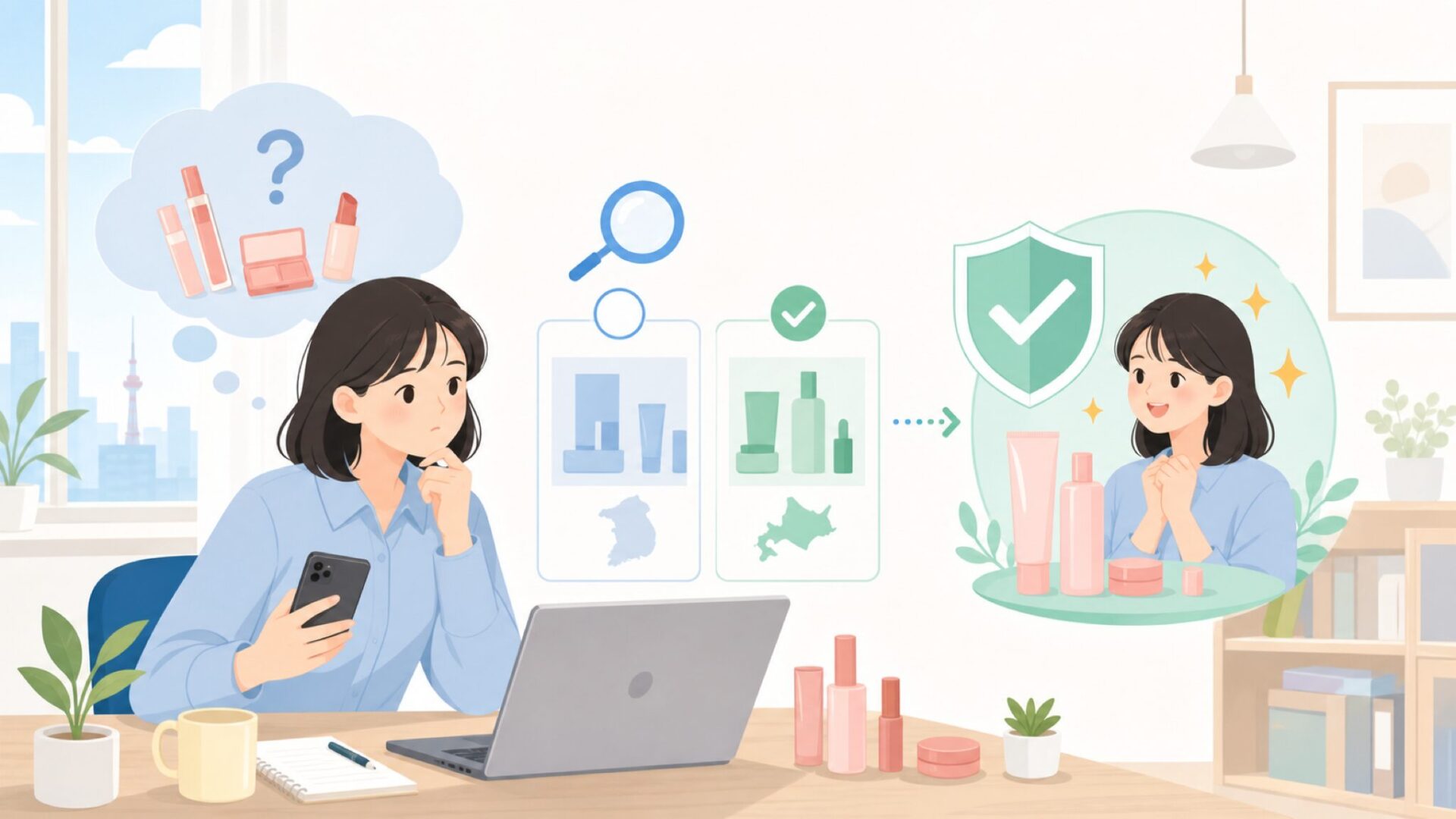 lilybyredはどこの国発の韓国コスメブランドなのかを表すイラスト