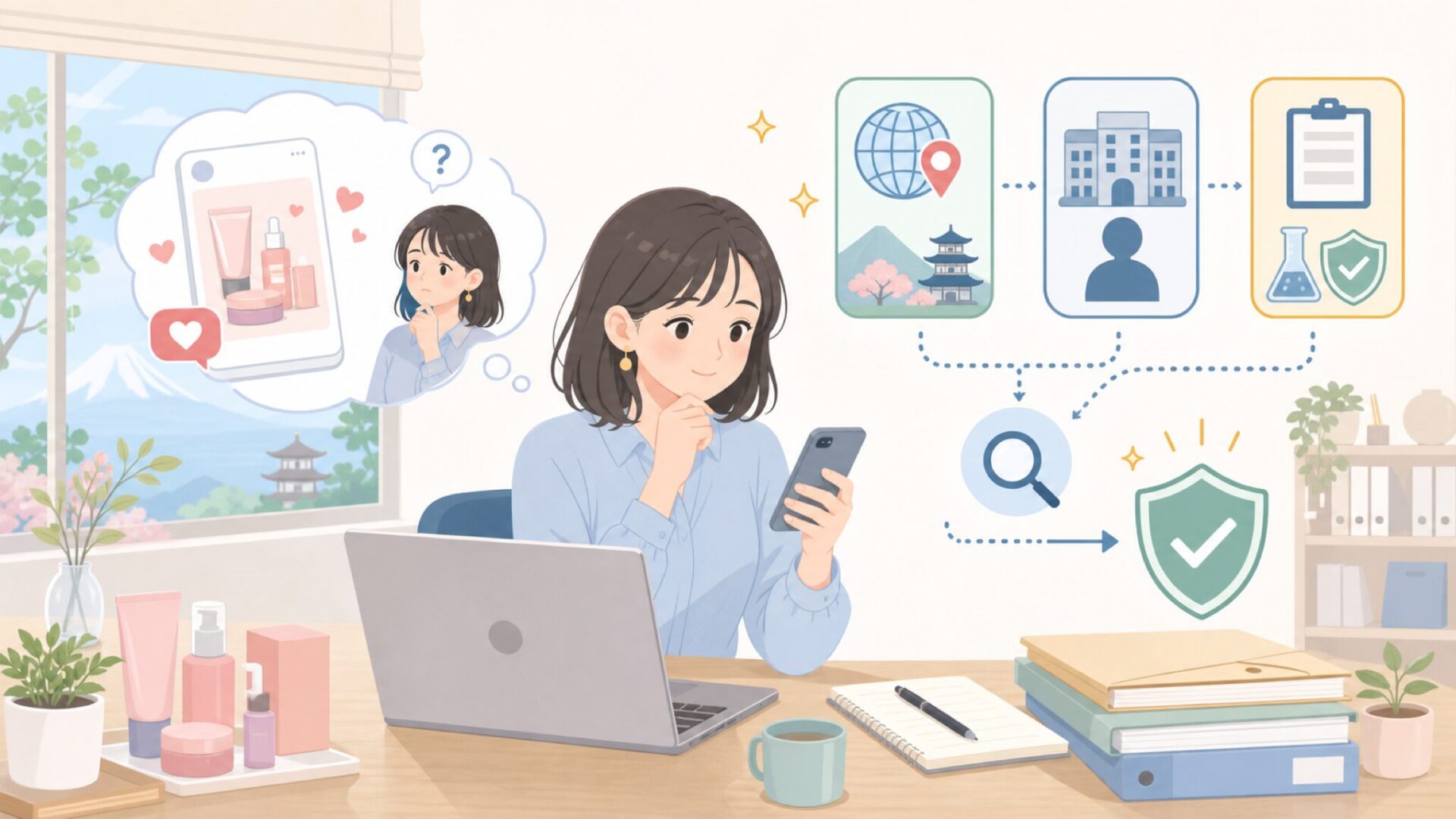 Haruharu Wonderはどこの国のコスメブランド？運営元・背景から解説を表すイラスト