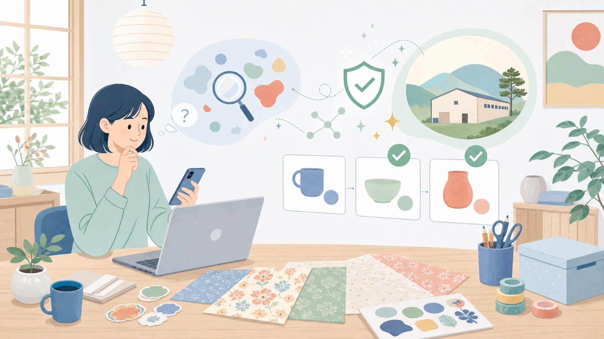 Simple Storiesはアメリカ生まれのクラフトブランドを表すイラスト