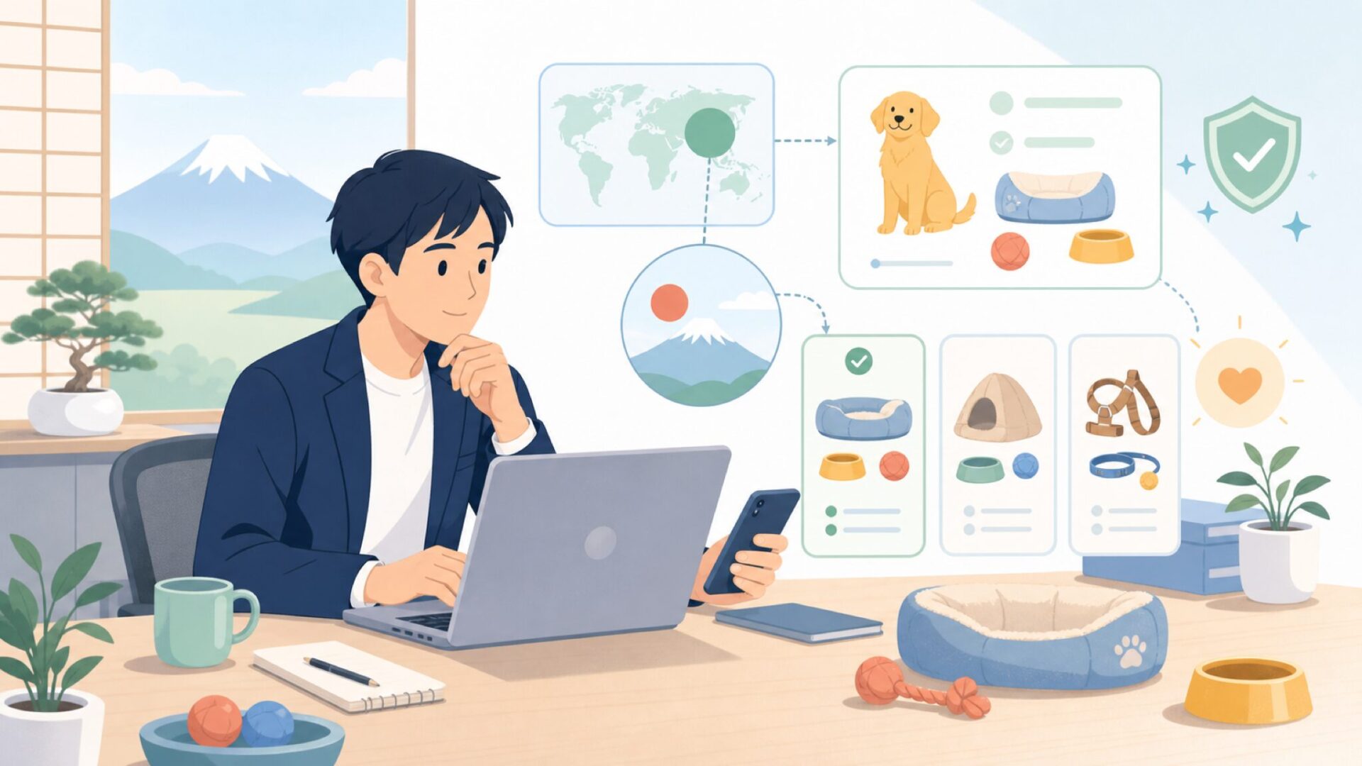 K&H Pet Productsはどこの国のブランド？設立の背景と特徴を表すイラスト
