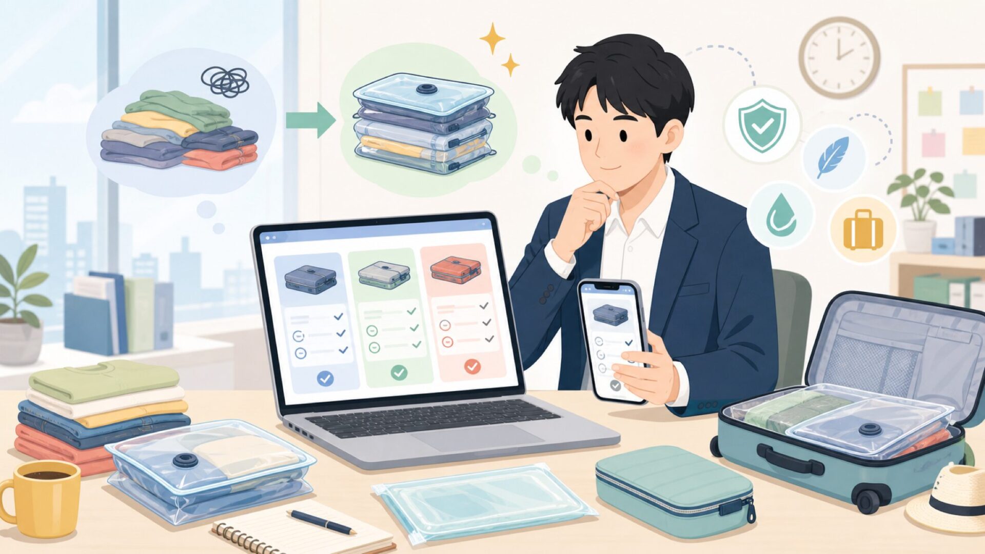 BAGAILの圧縮袋が選ばれている理由と基本スペックを表すイラスト