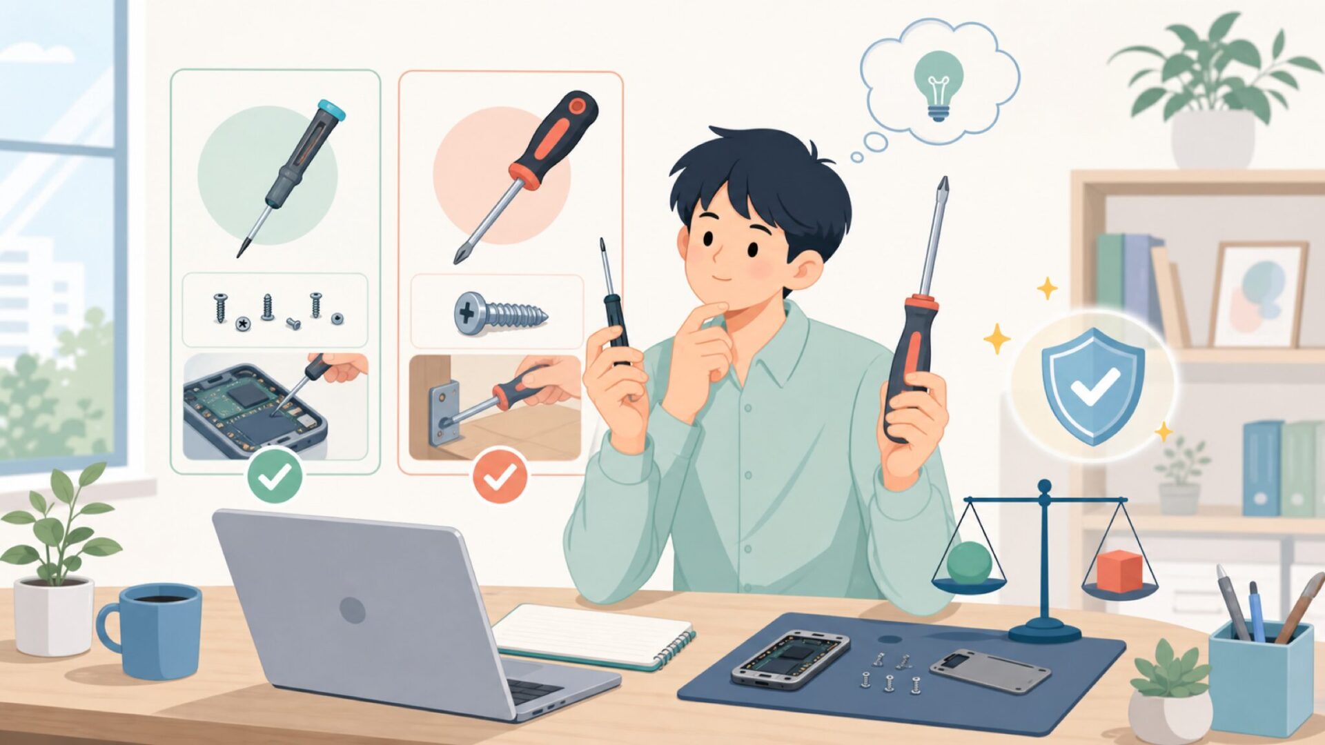 精密ドライバーとは?普通のドライバーとの違いを表すイラスト