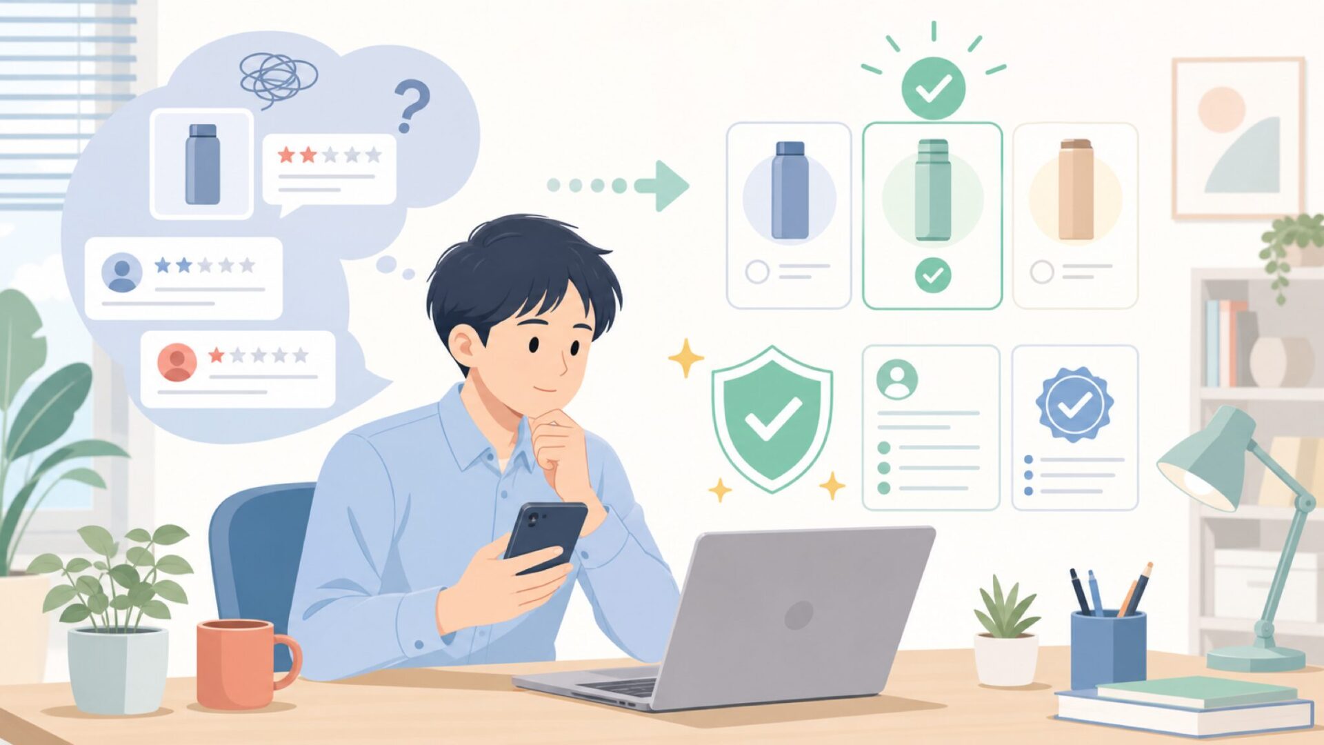 OFFNOVAは怪しい?レビューと公式情報で信頼性を確かめるを表すイラスト