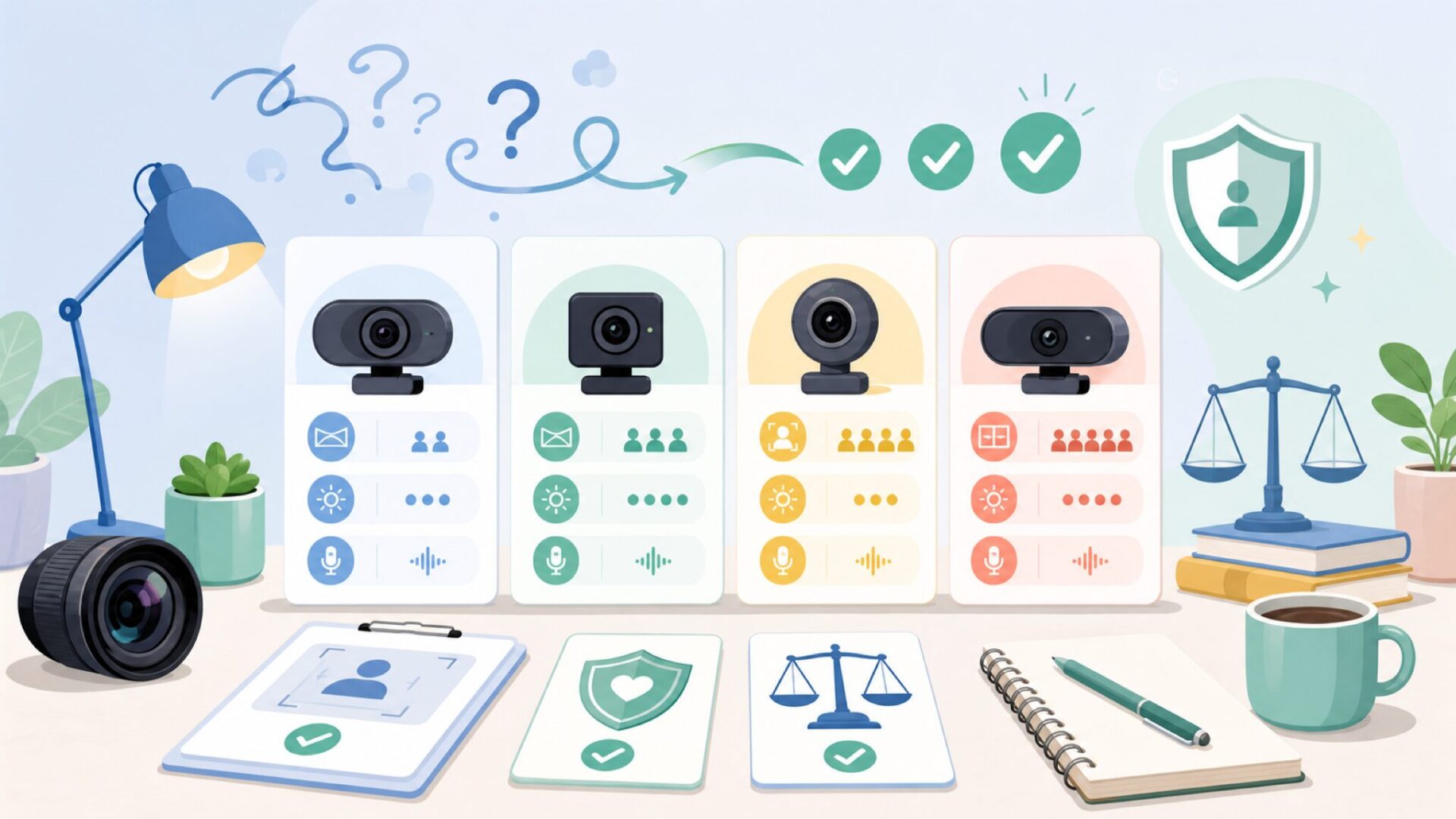 Tenveo Webカメラの主要ラインナップと型番ごとの違いを表すイラスト
