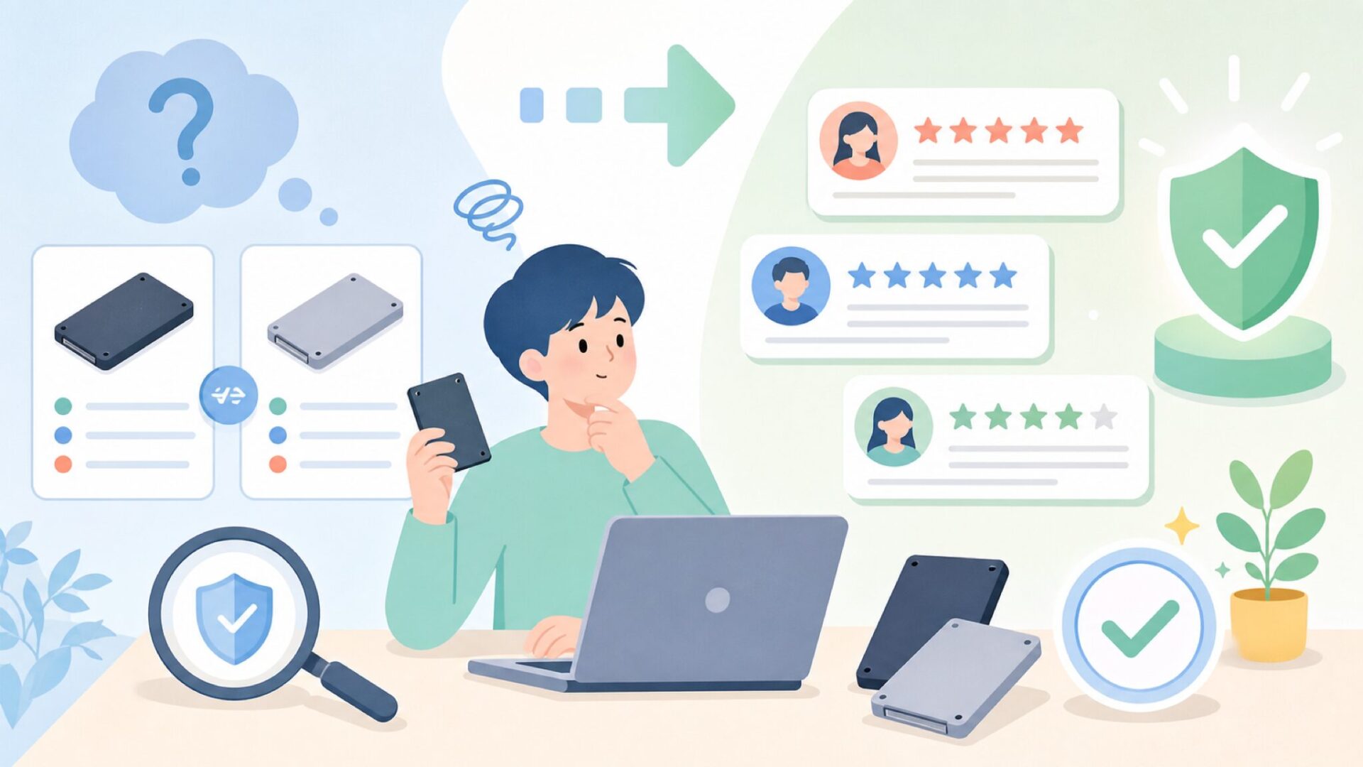 Mushkinの評判は?ユーザーの声から見る信頼性を表すイラスト