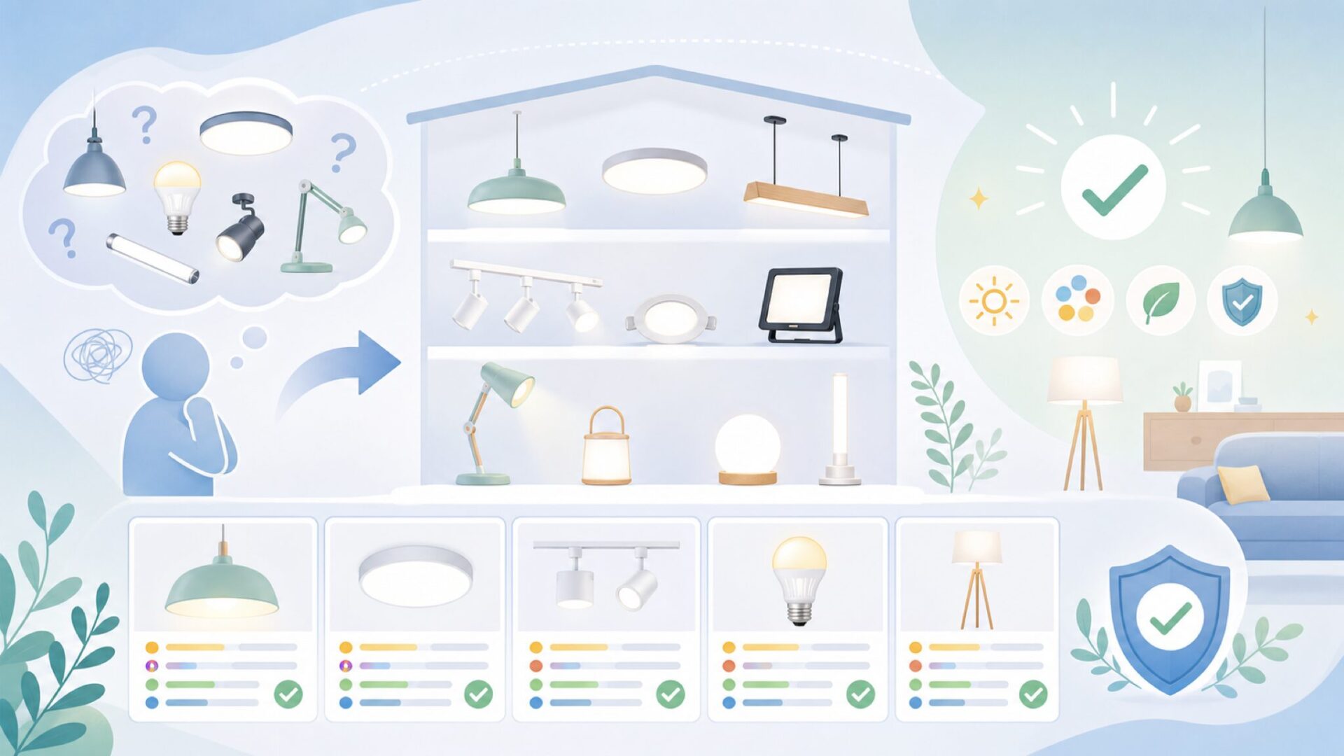 MoKo Lightingの商品ラインナップと展開の広がりを表すイラスト